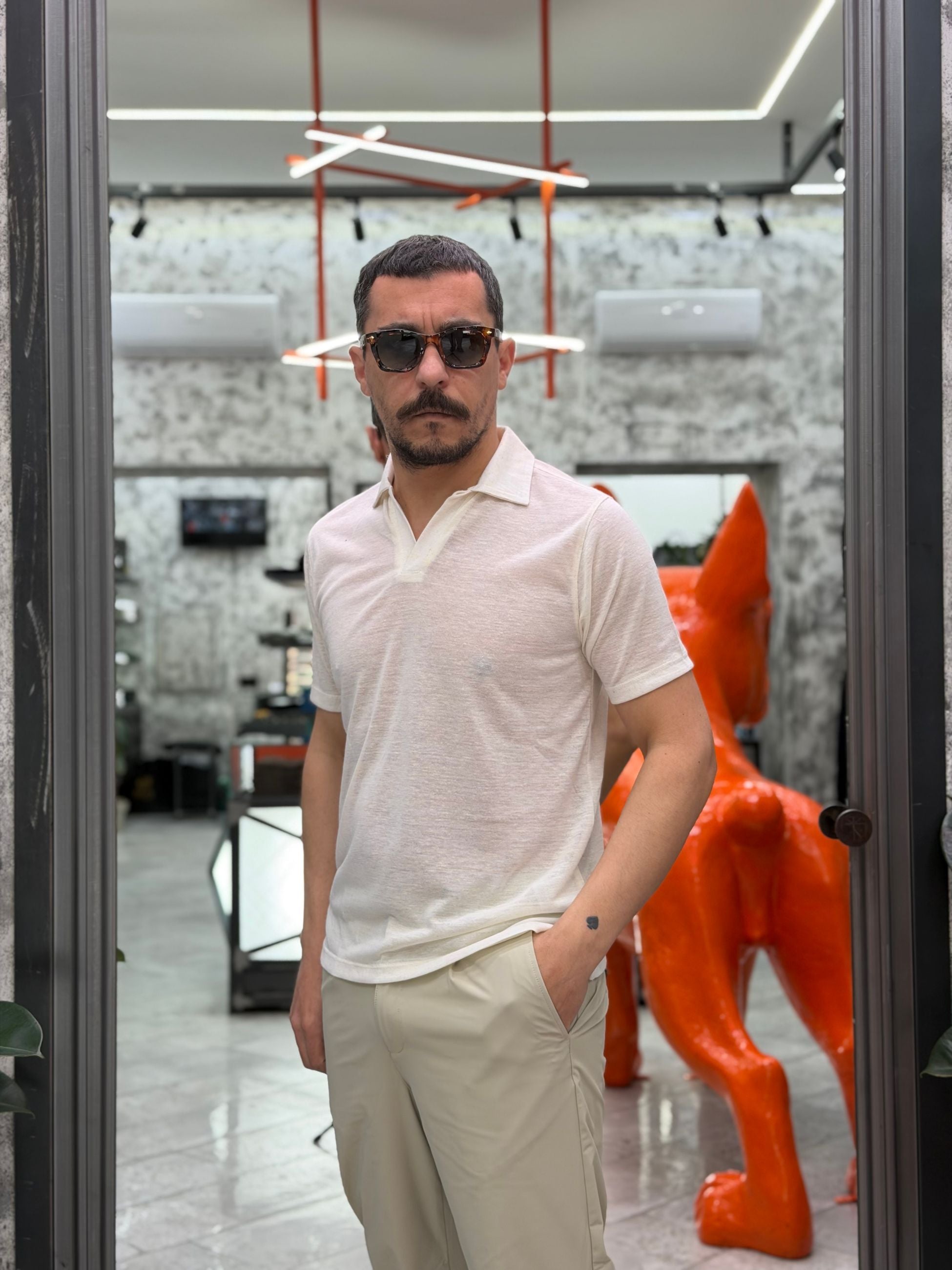 POLO DERBY MANICA CORTA IN MISTO LINO - REGULAR FIT PE3235SS.BEI