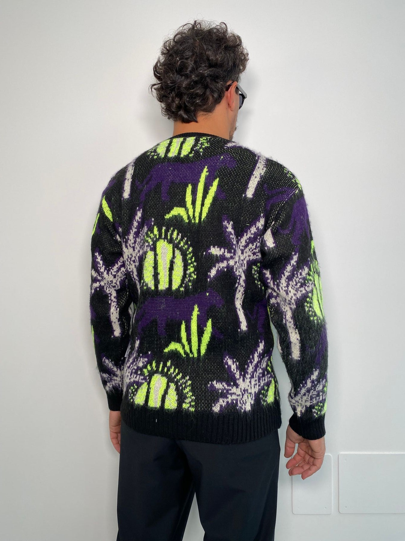 MAGLIA GIROCOLLO IN MISTO LANA CON TRAMA TIGRI E PALME - REGULAR FIT