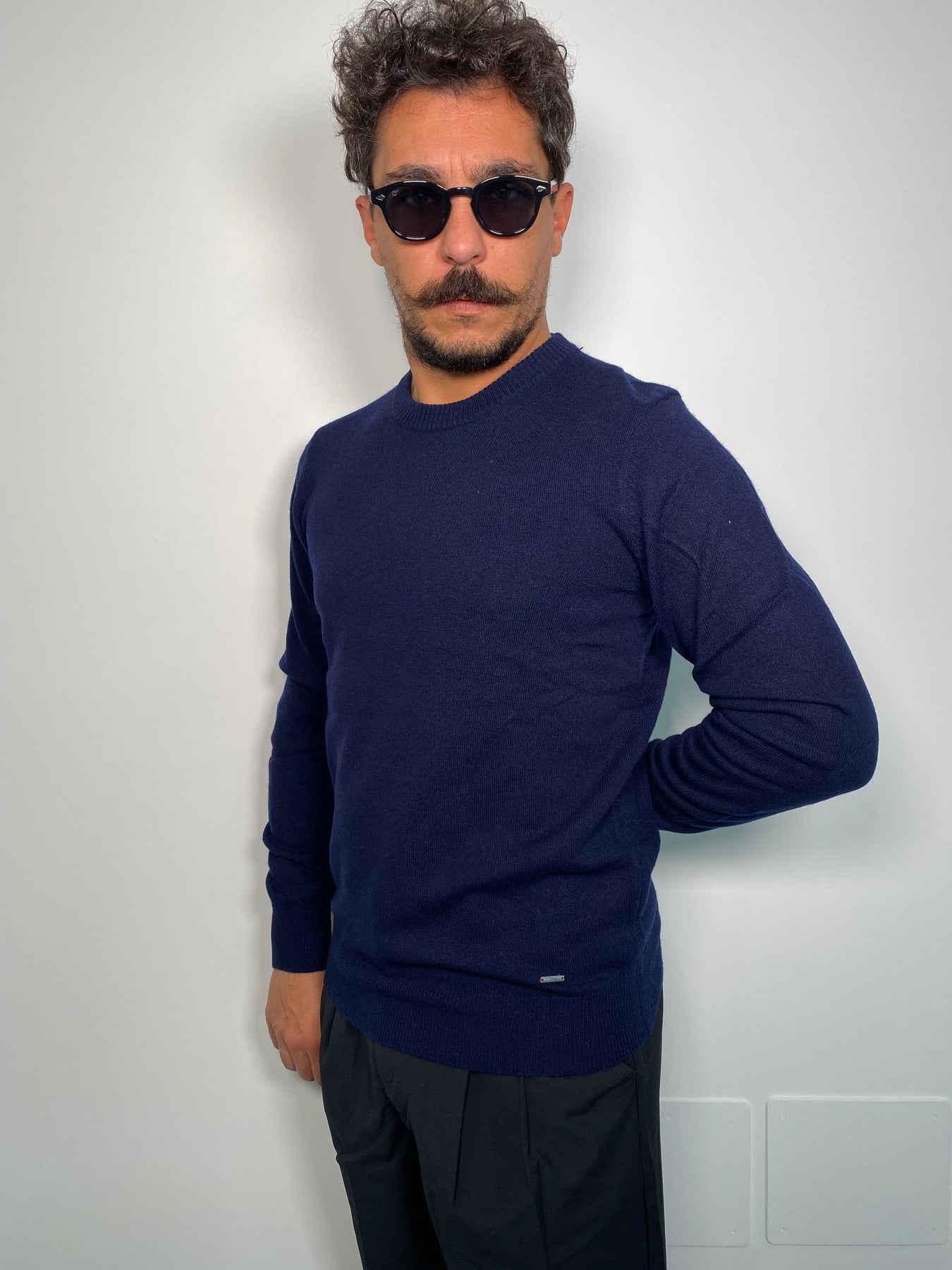MAGLIA GIROCOLLO BASIC IN MISTO CACHEMIRE - REGULAR FIT