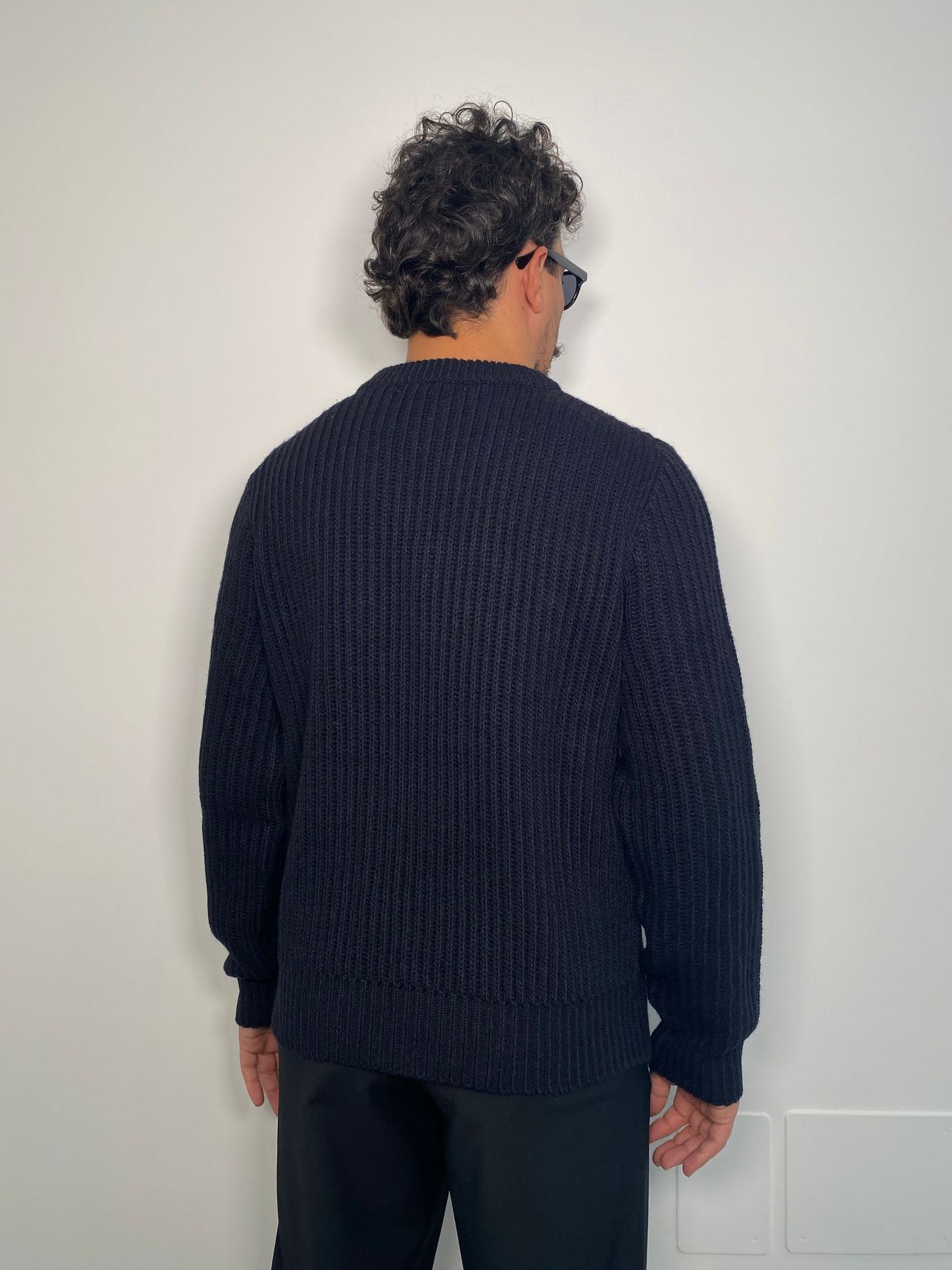 MAGLIA GIROCOLLO IN MISTO LANA CON INTARSIO LOGO CENTRALE - REGULAR FIT