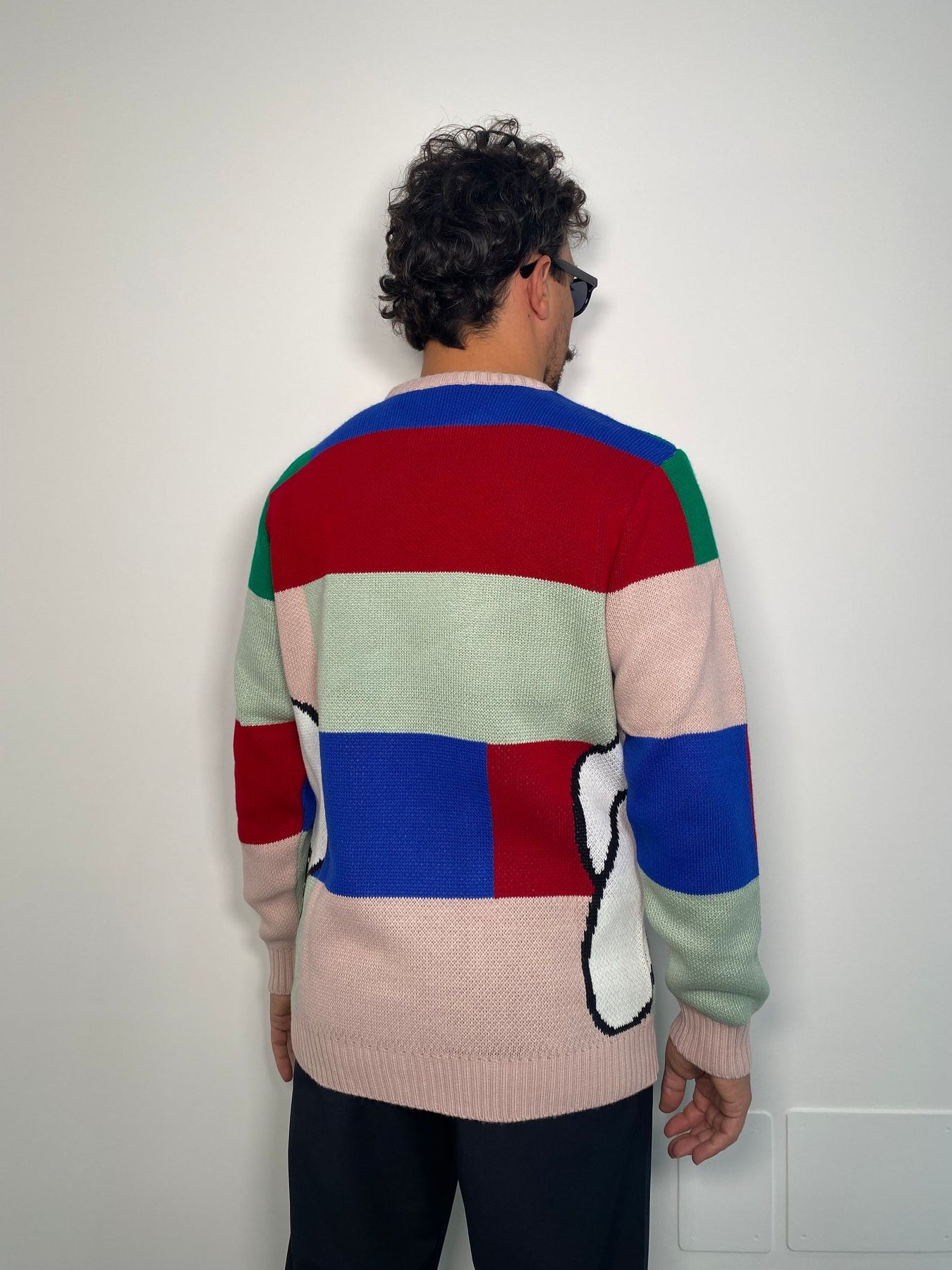 MAGLIA GIROCOLLO CON TRAMA RIGONI E MAXI LOGO SUL FONDO - REGULAR FIT