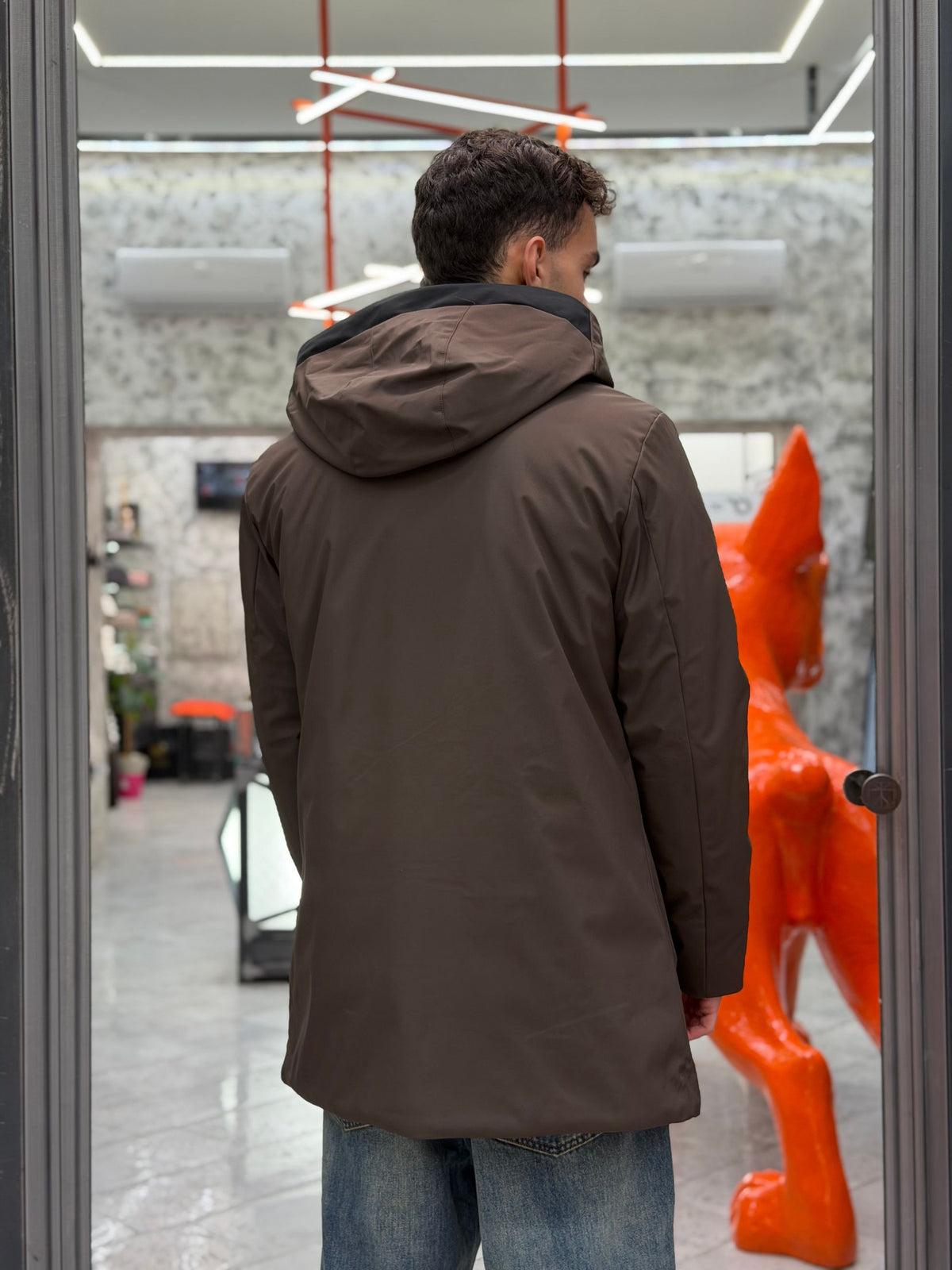 PARKA LUNGO CON CAPPUCCIO IN TESSUTO TECNICO WATERPROOF & WINDPROOF - REGULAR FIT MK24007-26.MOR