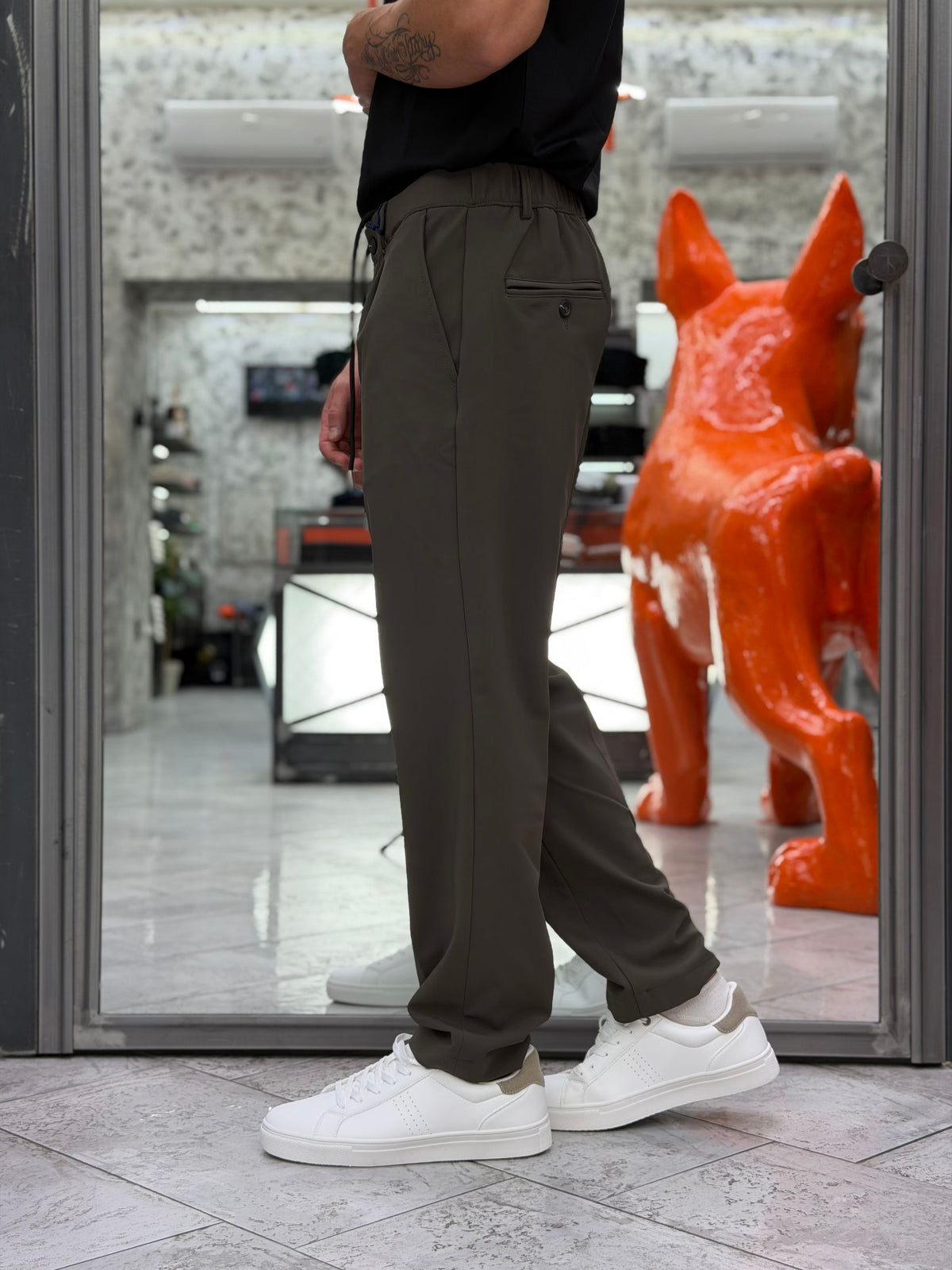 PANTALONE TECNICO CON LACCIO NO STIRO IN TESSUTO PREMIUM ELASTICIZZATO - REGULAR FIT 27W38PA PA1533.OLI