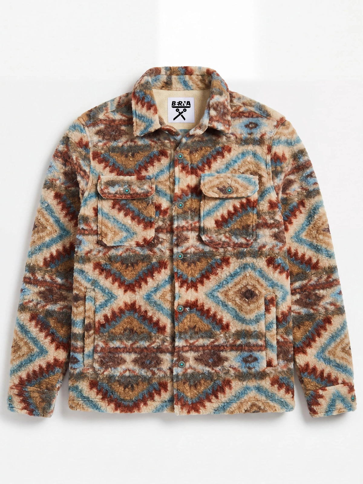 OVERSHIRT TEDDY MANICA LUNGA CON FANTASIA INDIOS ALLOVER - REGULAR FIT M-262306