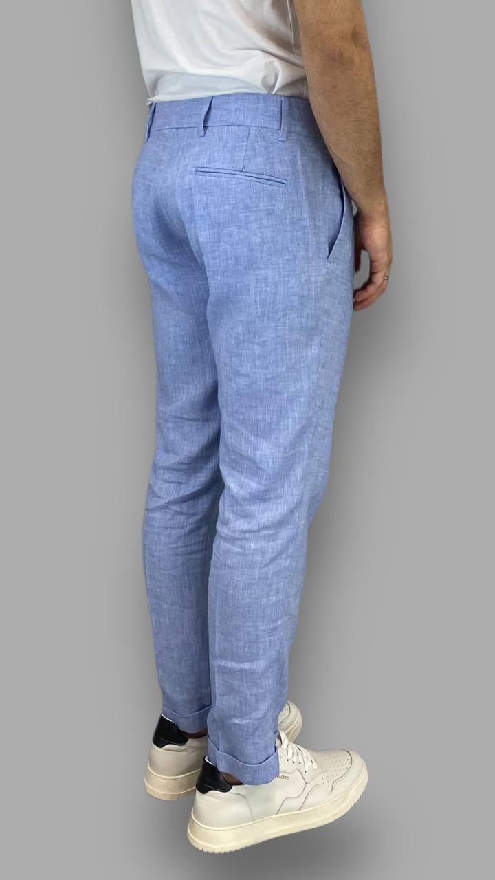 PANTALONE SARTORIALE IN MISTO LINO CON ABBOTTONATURA LATERALE - REGULAR FIT