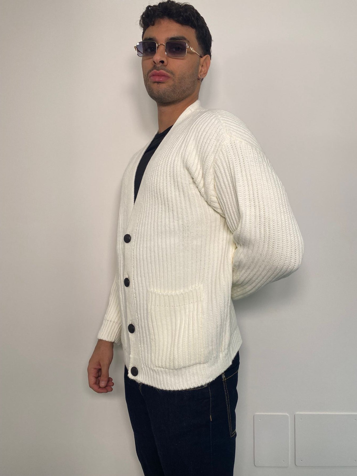CARDIGAN IN MISTO LANA CON BOTTONI VINTAGE E TASCHE A TOPPA - REGULAR FIT