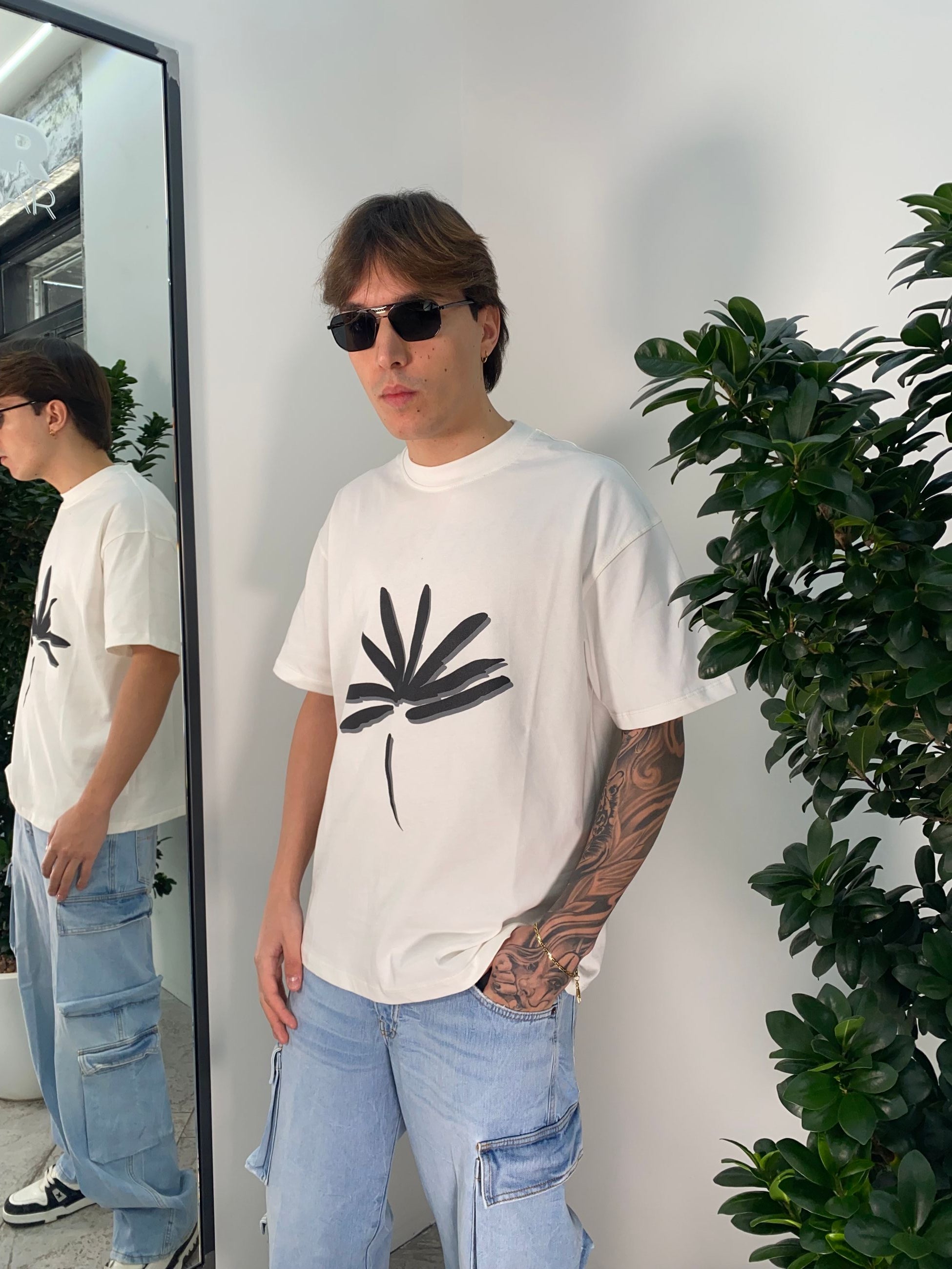 T-SHIRT OVERSIZE CON STAMPA IN 100% COTONE TS3325.BIA