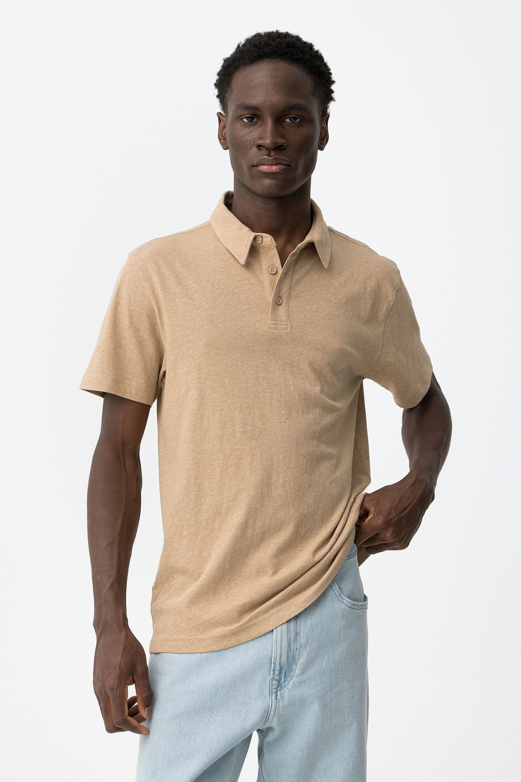 POLO FOREST IN MISTO LINO/COTONE - REGULAR FIT 10065753.BEI