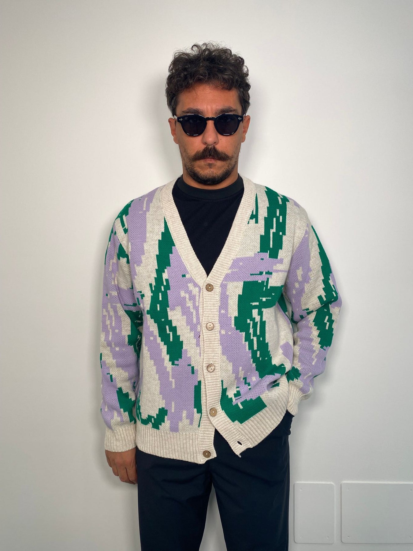 CARDIGAN IN MAGLIA JAQUARD CON TRAMA FANTASIA - REGULAR FIT