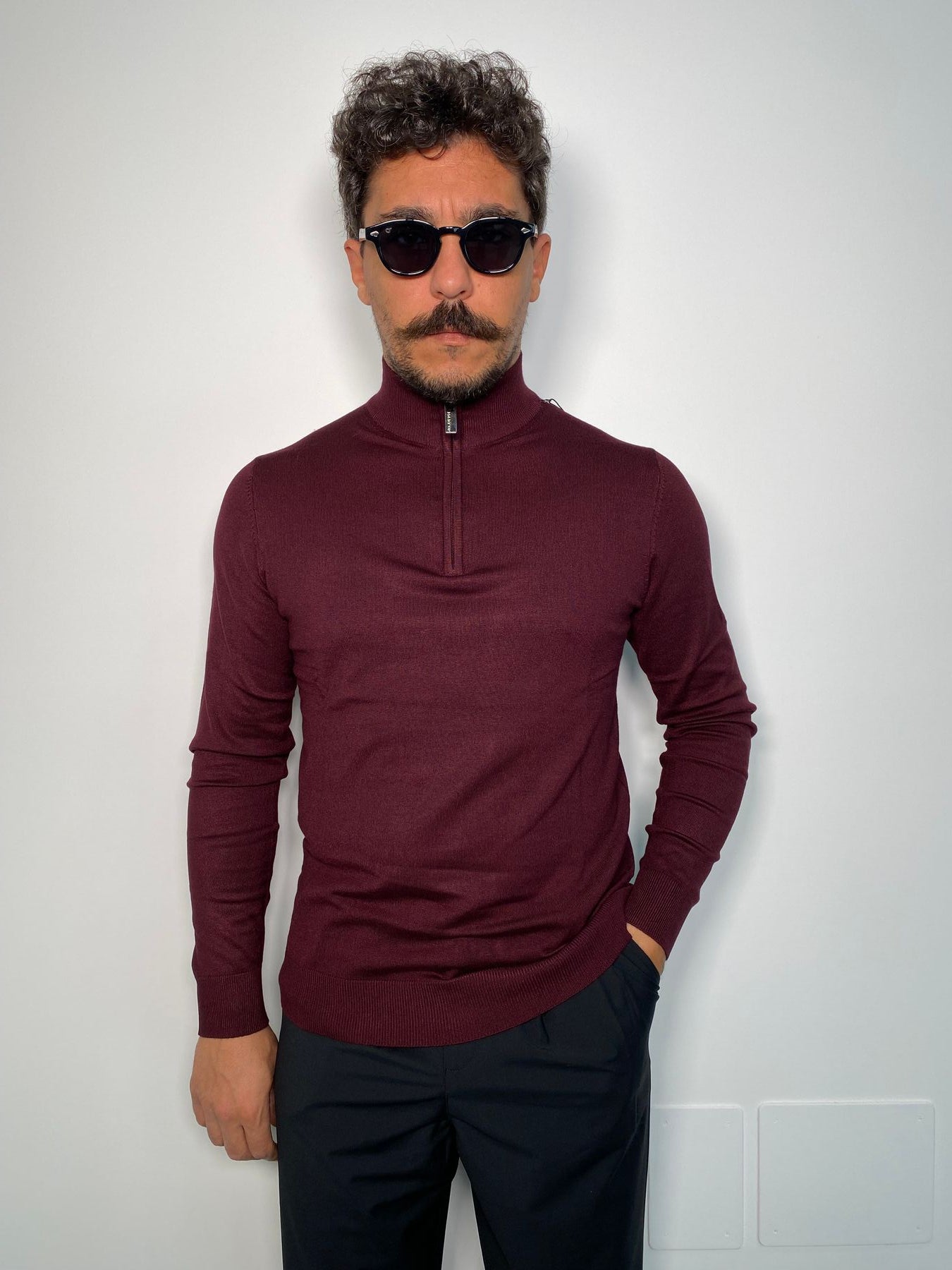 MAGLIA MEZZA ZIP IN MISTO VISCOSA FINEZZA 12 - REGULAR FIT