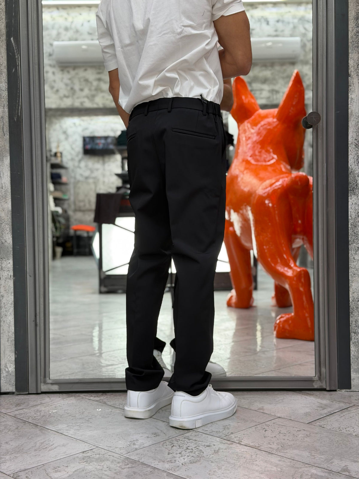 PANTALONE DA COMPLETO IN TESSUTO TECNICO ELASTICIZZATO CON ELASTICI SUI FIANCHI - REGULAR FIT PSI1586SS.NER