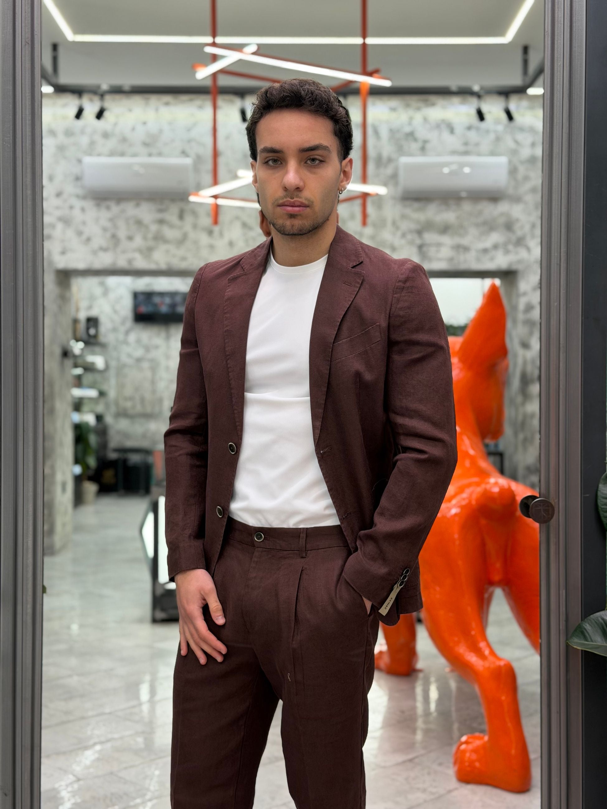 GIACCA MONOPETTO DA COMPLETO IN 100% LINO - REGULAR FIT GAE1132SS.MOK