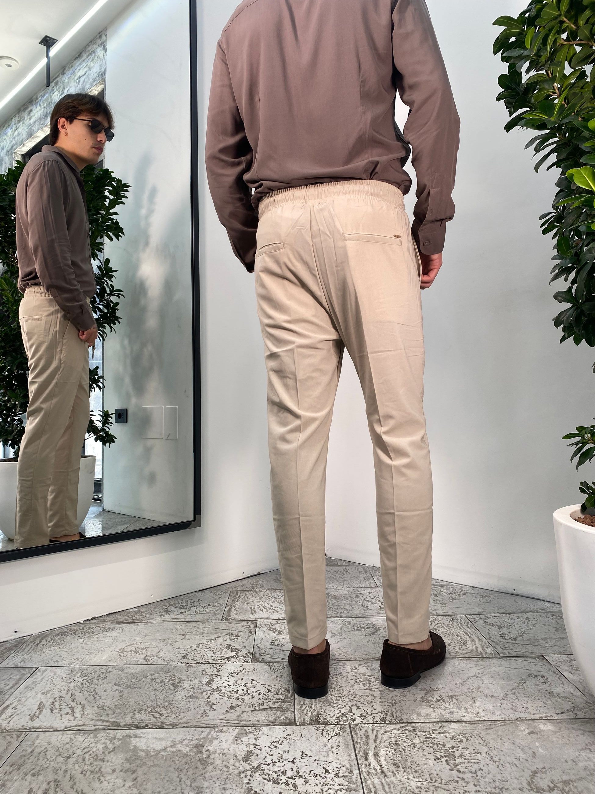 PANTALACCIO TASCA AMERICA IN MORBIDA E LEGGERA VISCOSA - REGULAR FIT GL003BD-S25.BEI