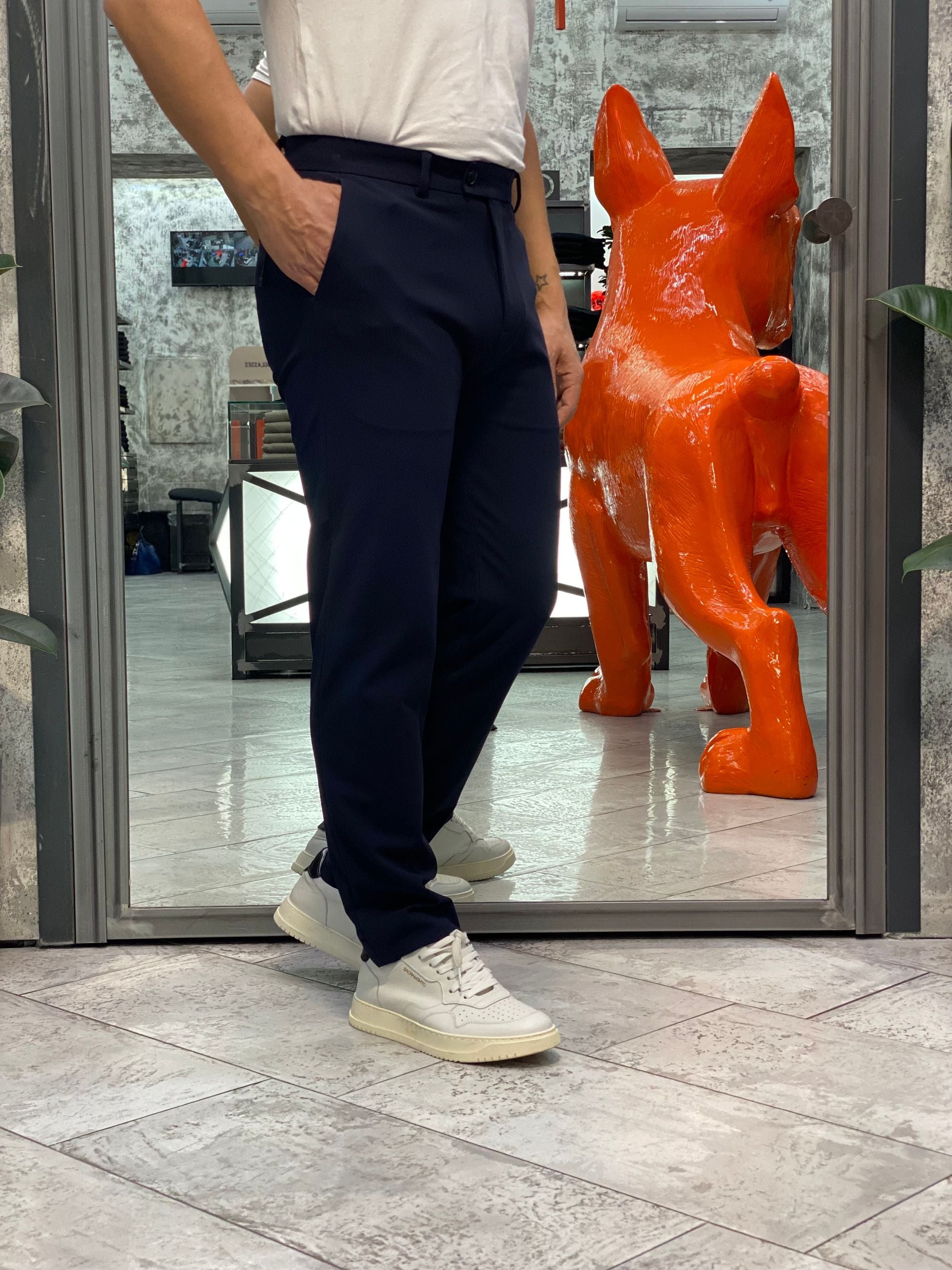 PANTALONE ELEGANTE DA COMPLETO IN TESSUTO TECNICO ELASTICIZZATO SUPER COMFORT - REGULAR FIT PSI1462SS.BLU