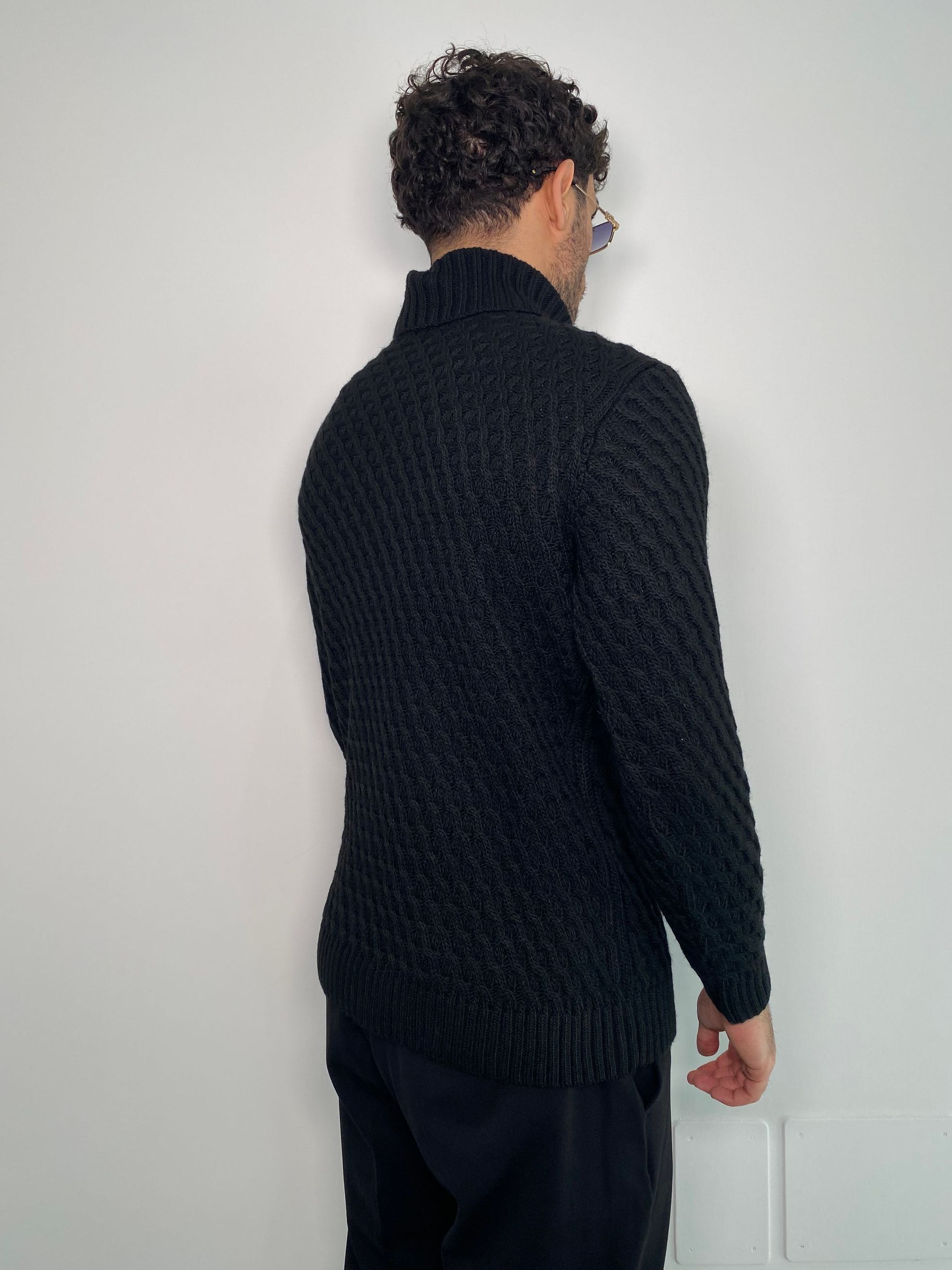 MAGLIA DOLCEVITA IN MISTO LANA TRAMA TRECCE - SLIM FIT