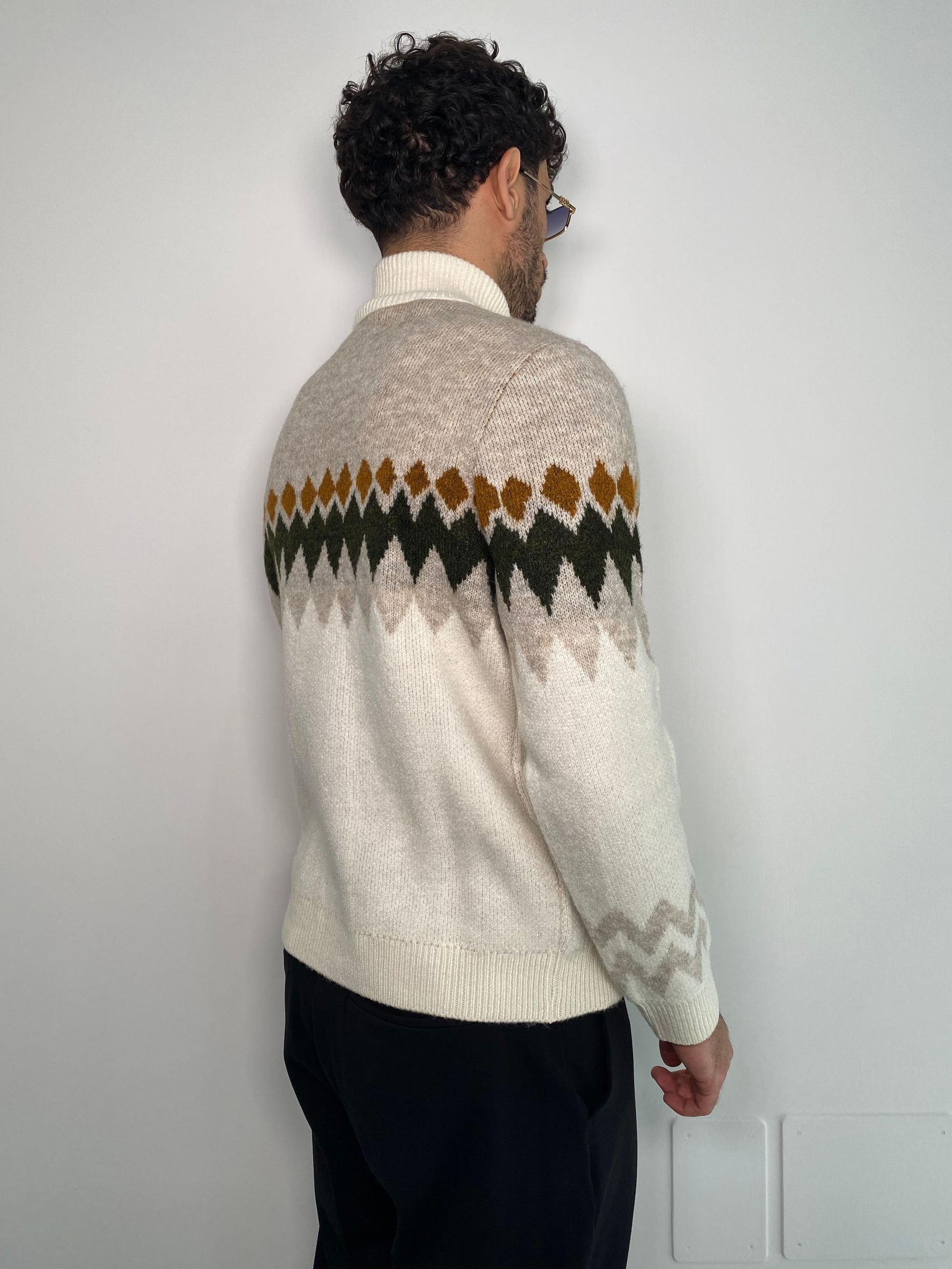 MAGLIA DOLCEVITA IN MISTO LANA TRAMA ROMBI - REGULAR FIT