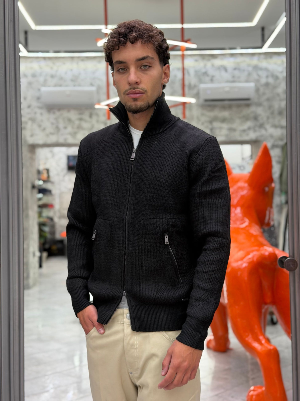 MAGLIA APERTA CON ZIP E TASCHE ZIPPATE - REGULAR FIT GL35051-F26.NER