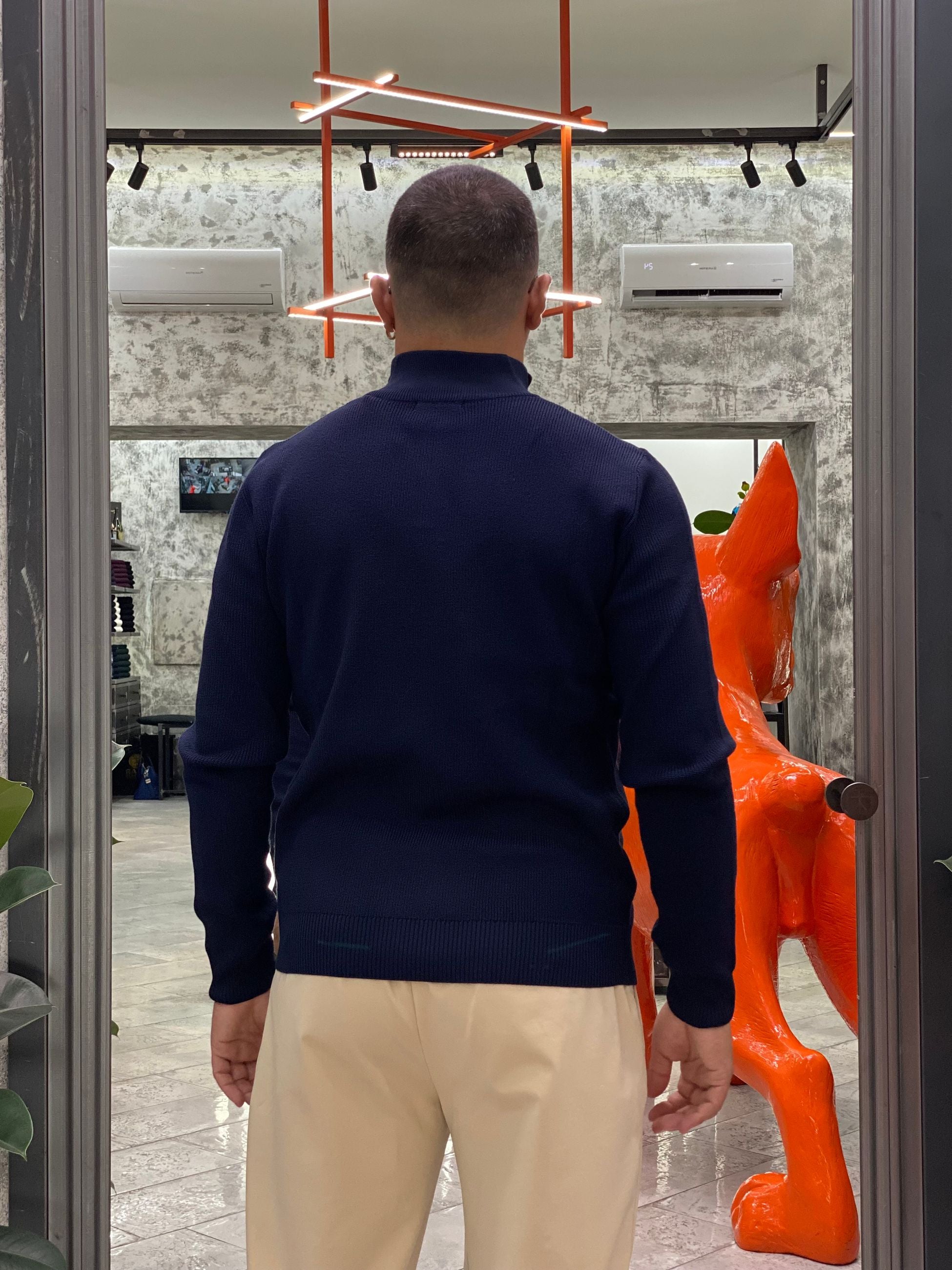 MAGLIA MEZZA ZIP IN MORBIDA VISCOSA - REGULAR FIT M3138SS.BLU