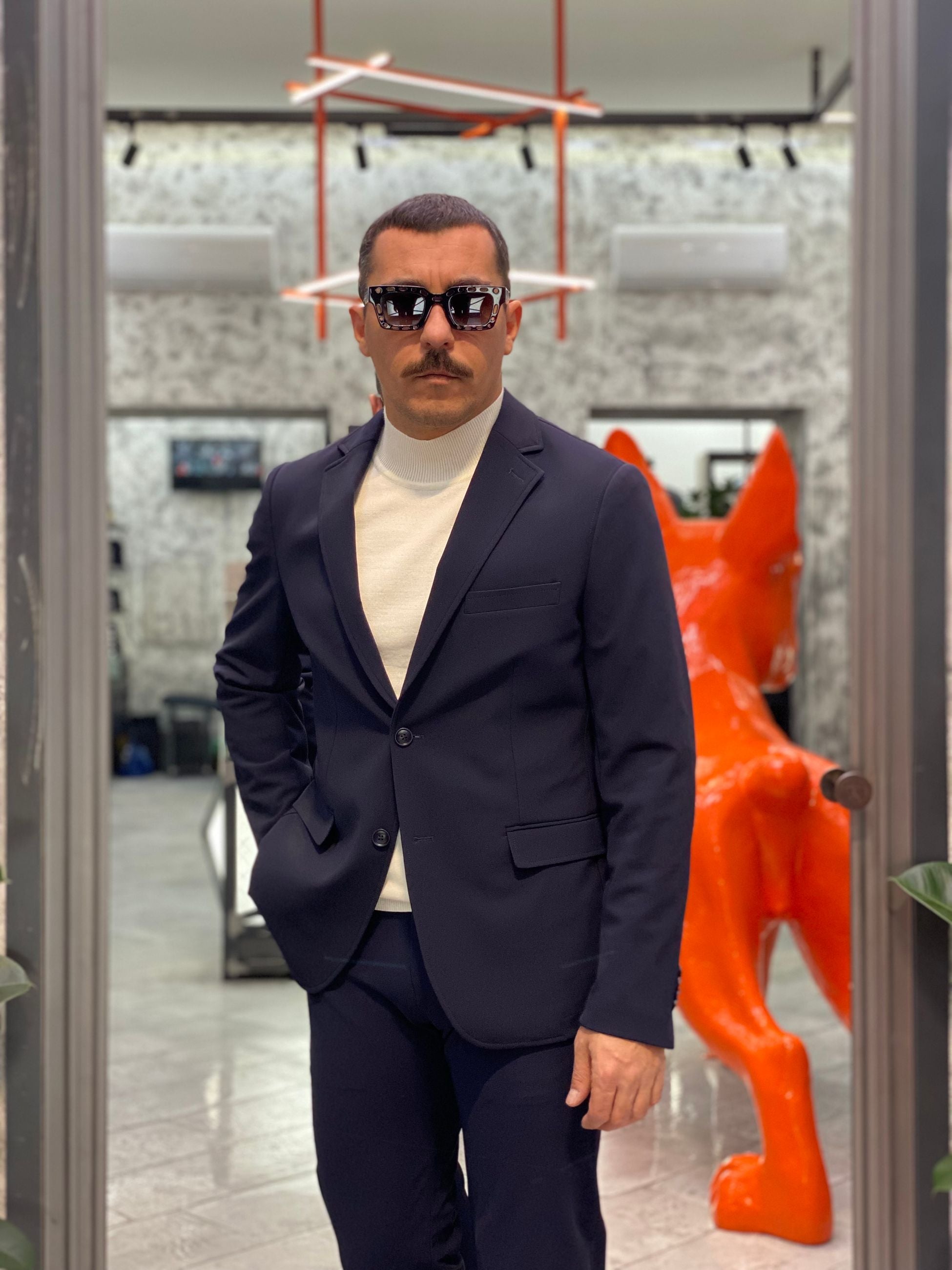 GIACCA MONOPETTO DA COMPLETO IN TESSUTO TECNICO ELASTICIZZATO SUPER COMFORT - REGULAR FIT GAI1062SS.BLU