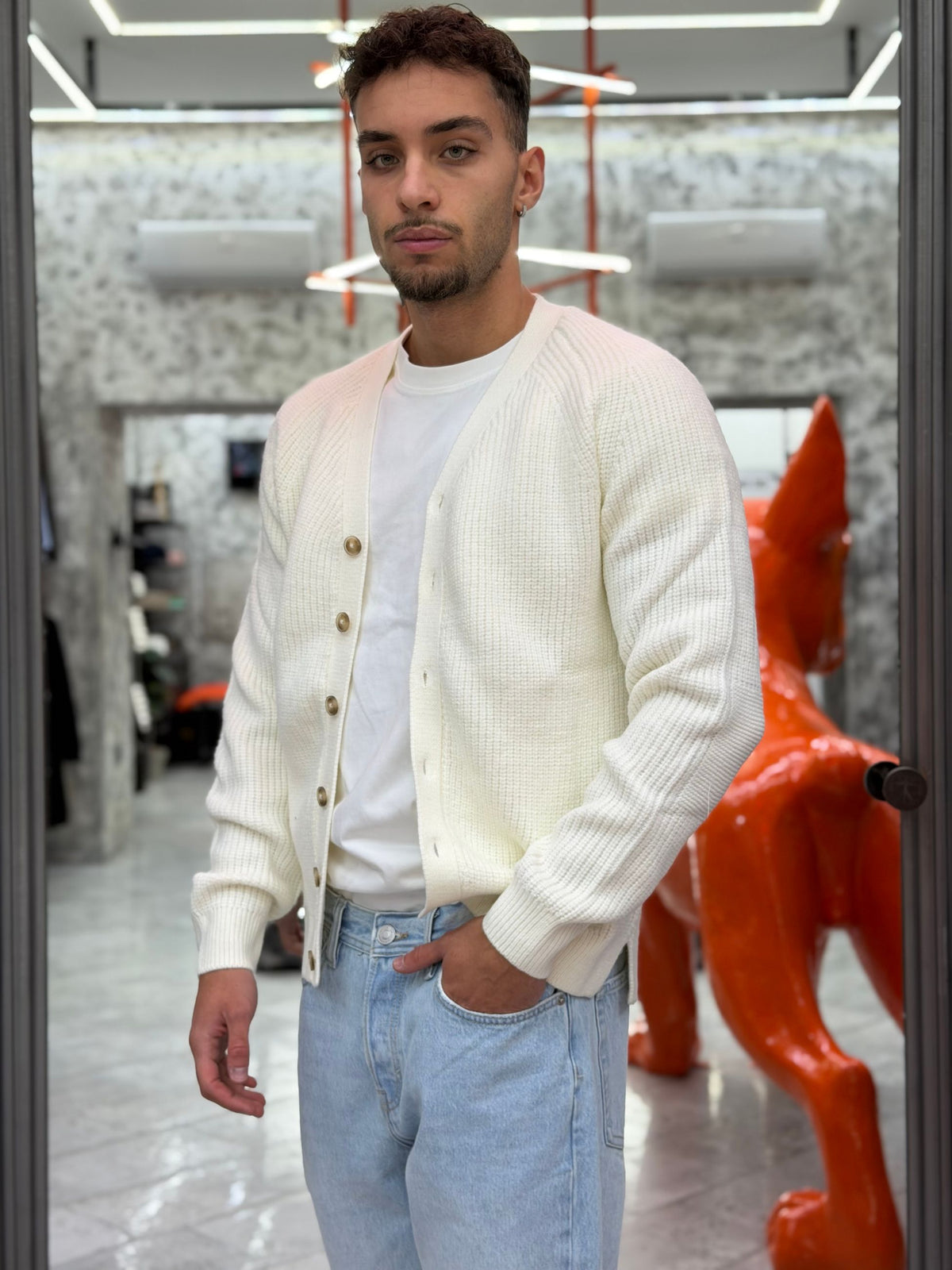 CARDIGAN IN MAGLIA COSTA INGLESE - REGULAR FIT MI3428SS.OFF