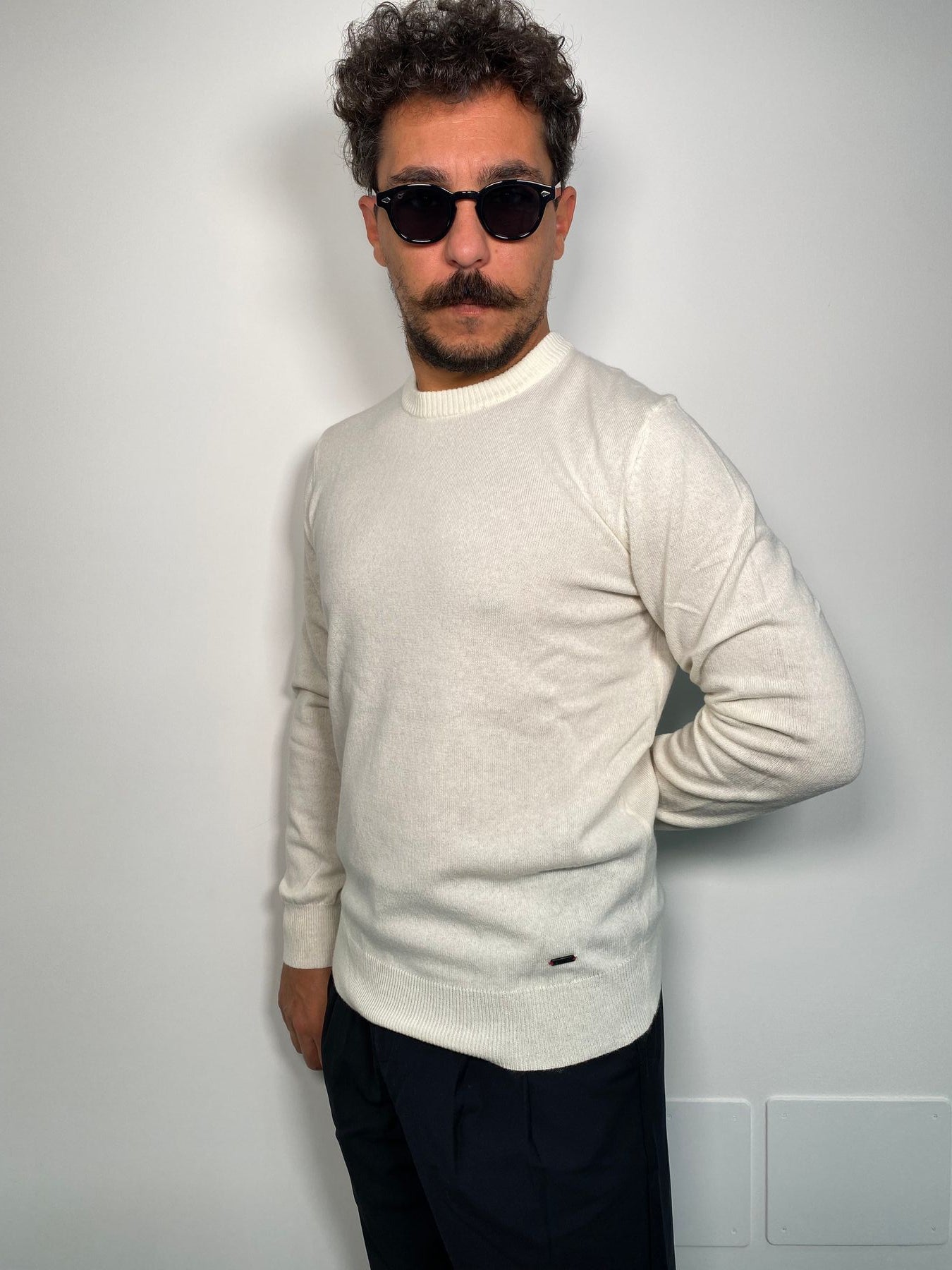 MAGLIA GIROCOLLO BASIC IN MISTO CACHEMIRE - REGULAR FIT
