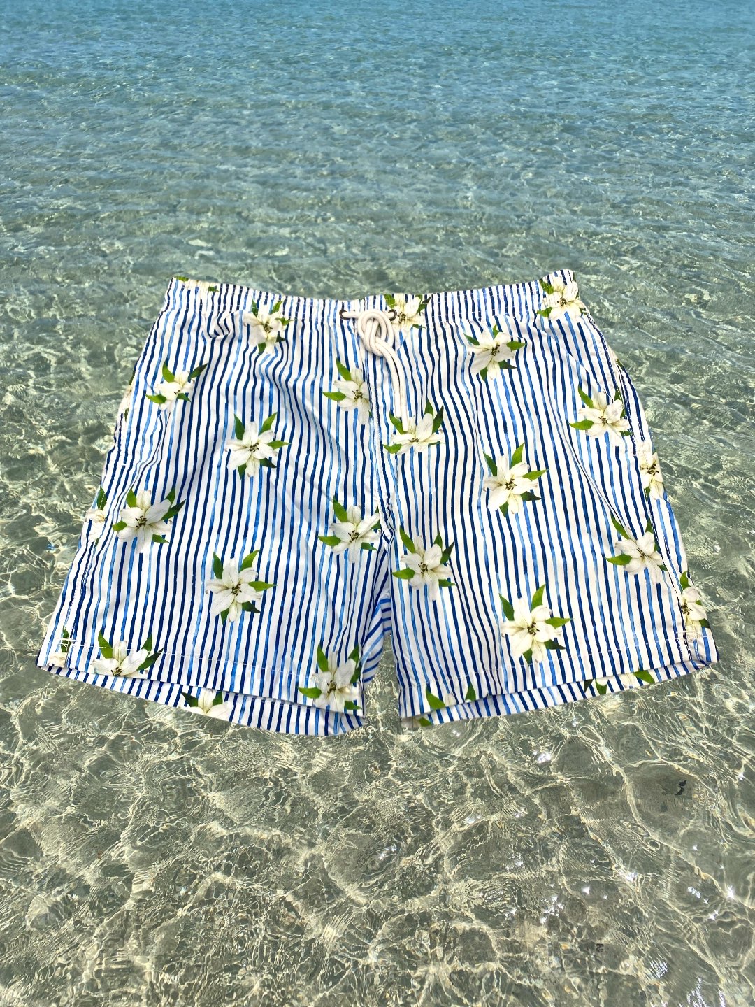 COSTUME DA BAGNO DA UOMO IN TESSUTO LEGGERO FANTASIA RIGHE E FIORI - REGULAR FIT PL355