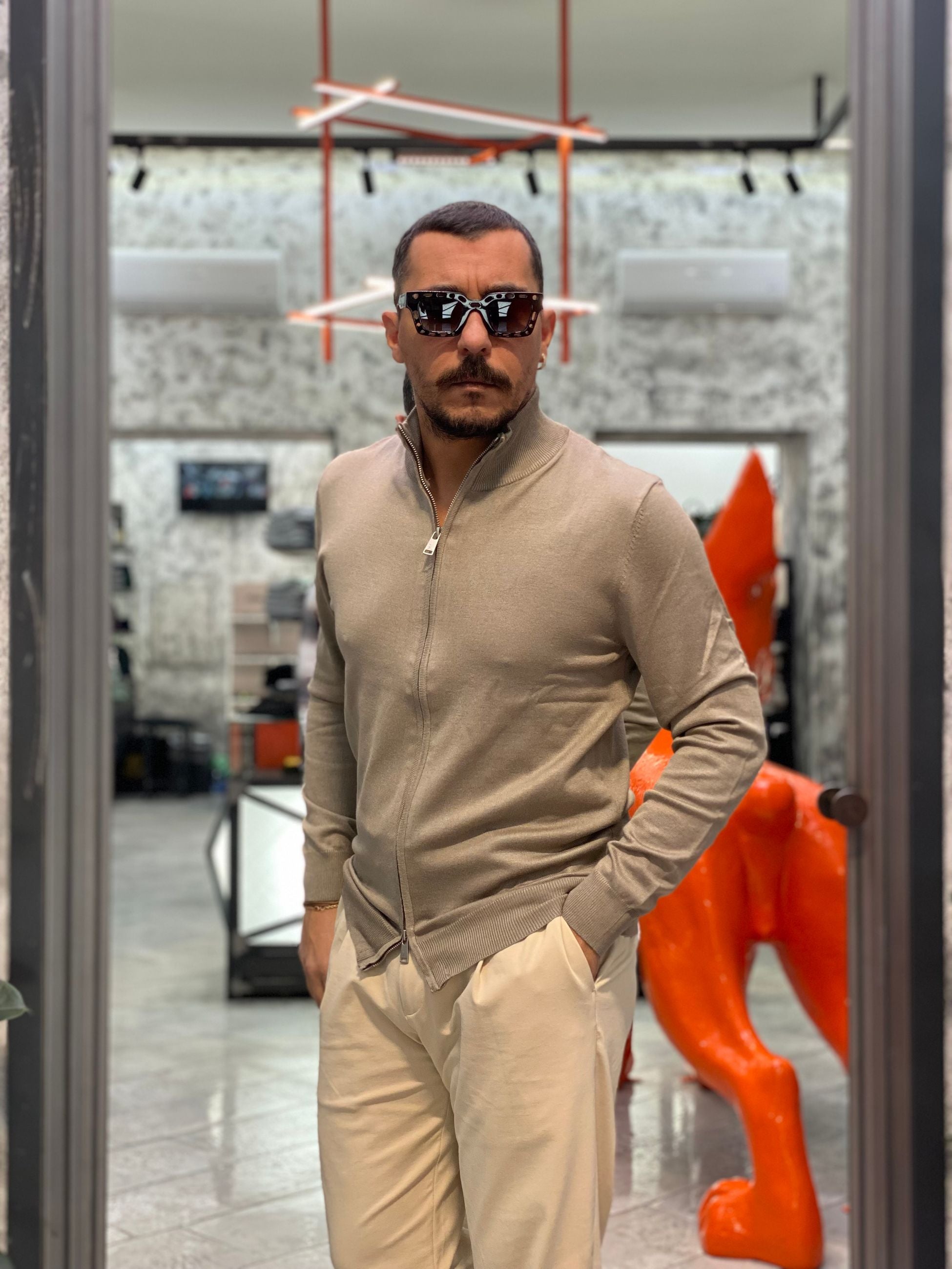 MAGLIA ZIP APERTA IN MORBIDA VISCOSA - REGULAR FIT GL35138GZ-F25.CAM
