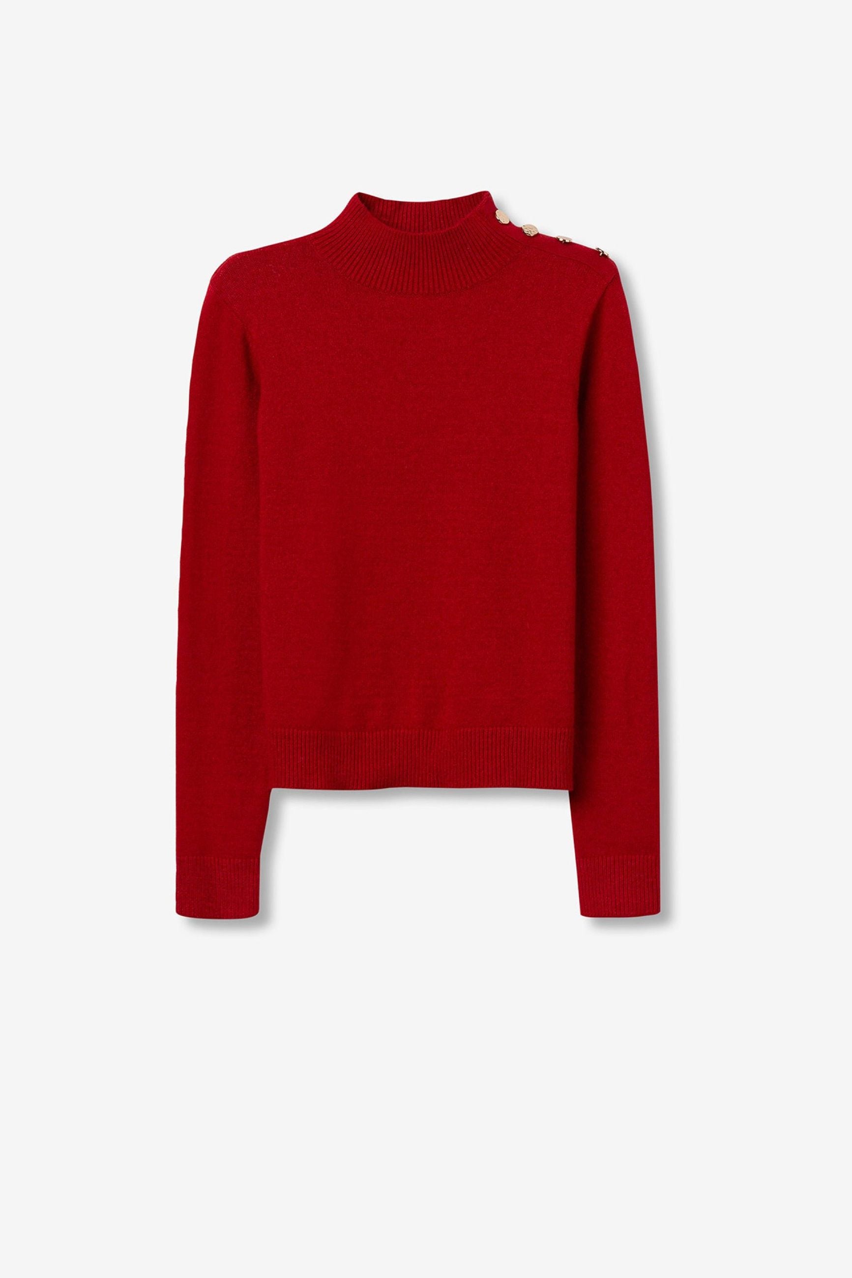 MAGLIONE BAUHAUS LUPETTO CON BOTTONI METALLICI SULLE SPALLE - SLIM FIT 10061611.ROS