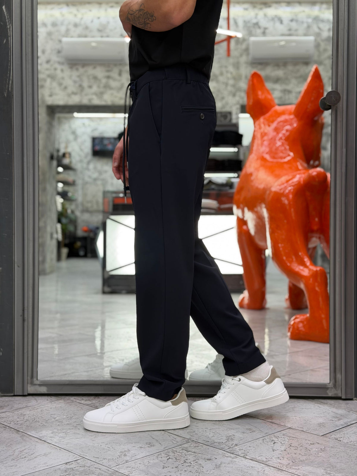 PANTALONE TECNICO CON LACCIO NO STIRO IN TESSUTO PREMIUM ELASTICIZZATO - REGULAR FIT 27W38PA PA1533.BLU