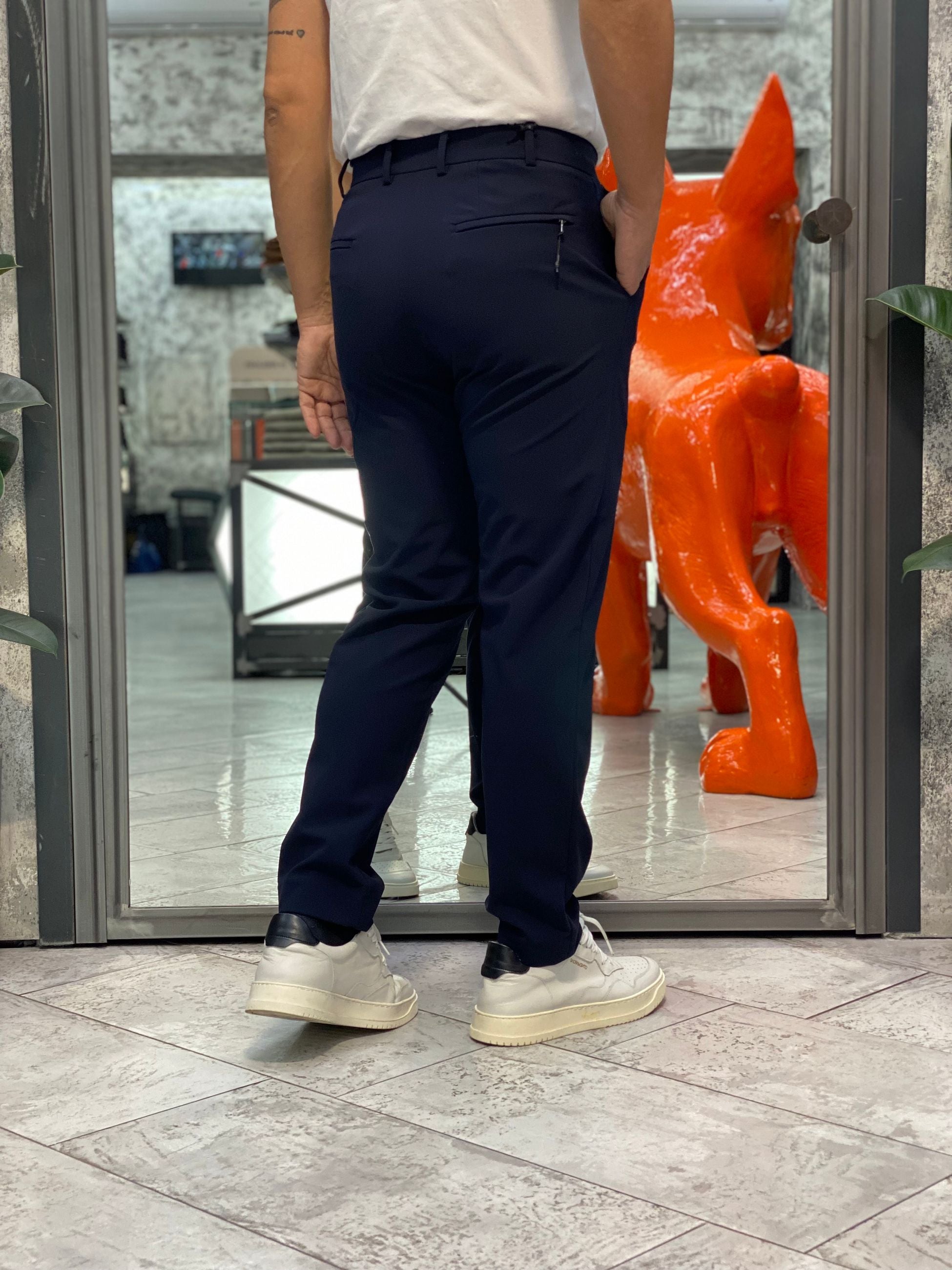 PANTALONE ELEGANTE DA COMPLETO IN TESSUTO TECNICO ELASTICIZZATO SUPER COMFORT - REGULAR FIT PSI1462SS.BLU