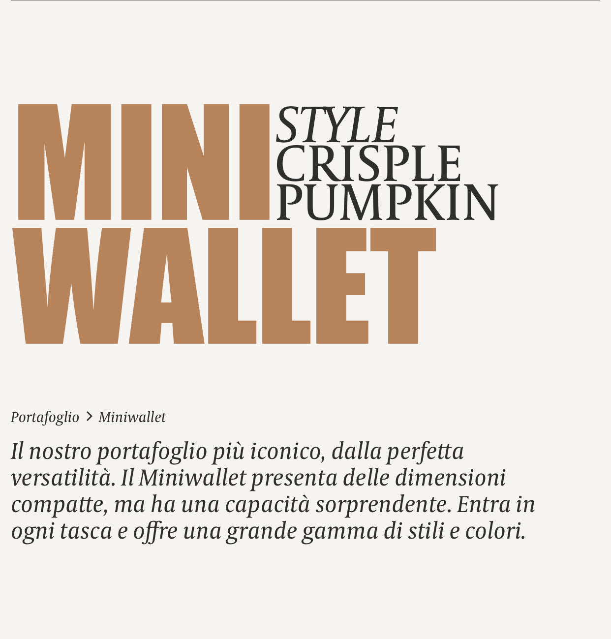 MINIWALLET PORTA CARTE E BANCONOTE IN PELLE STILE SAFFIANO MC-PUMPKIN