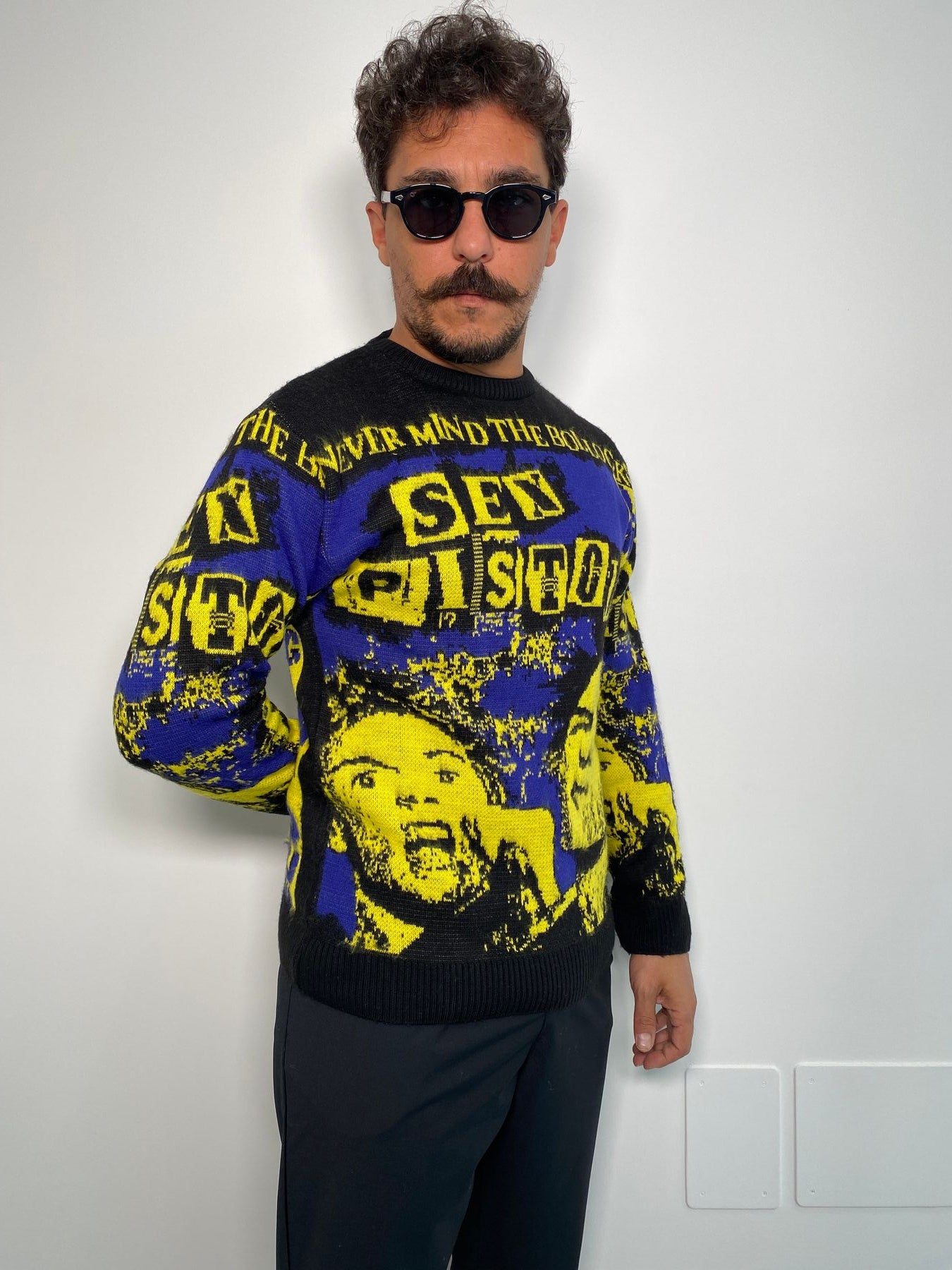 MAGLIA GIROCOLLO IN MISTO LANA CON TRAMA MANIFESTO SEX PISTOLS - REGULAR FIT