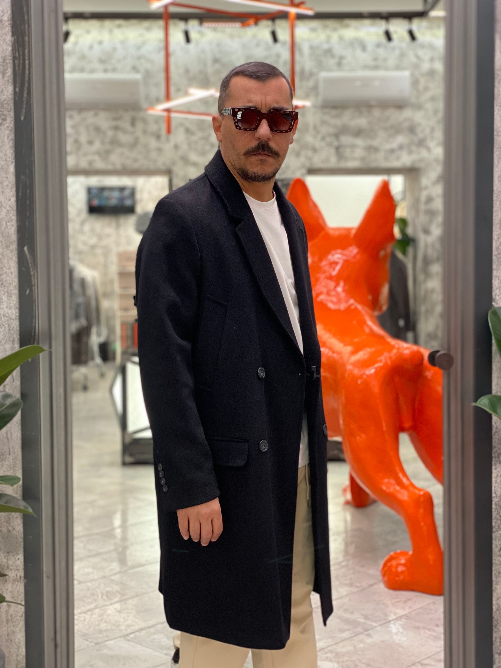 CAPPOTTO DOPPIOPETTO OVERSIZE IN MISTO LANA CON TASCHE A PATTINA - RELAXED FIT GN21798.NER