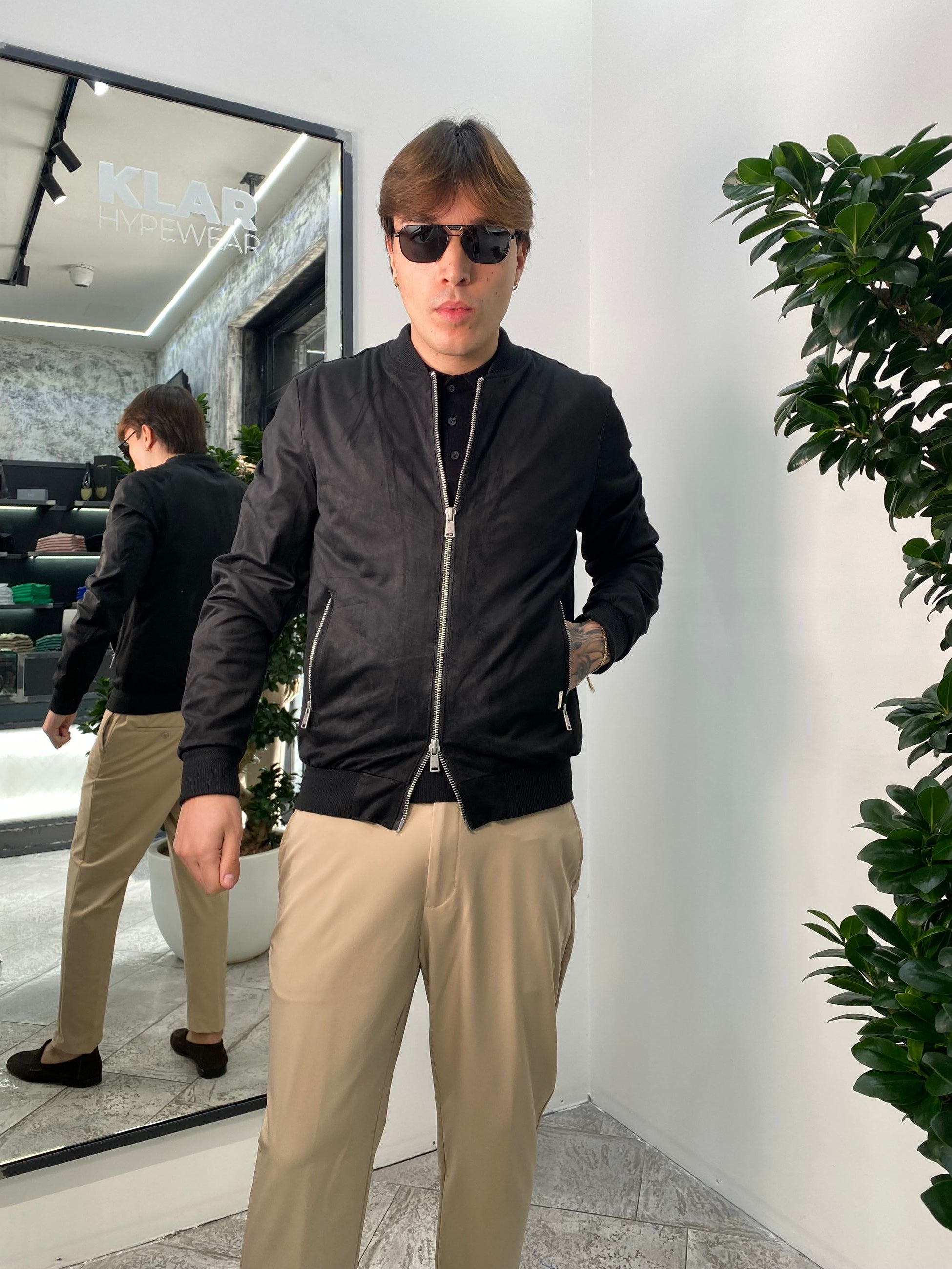 GIUBBINO COLLEGE IN ECOCAMOSCIO CON ELASTICO AL FONDO - REGULAR FIT GL9730-S25.NER