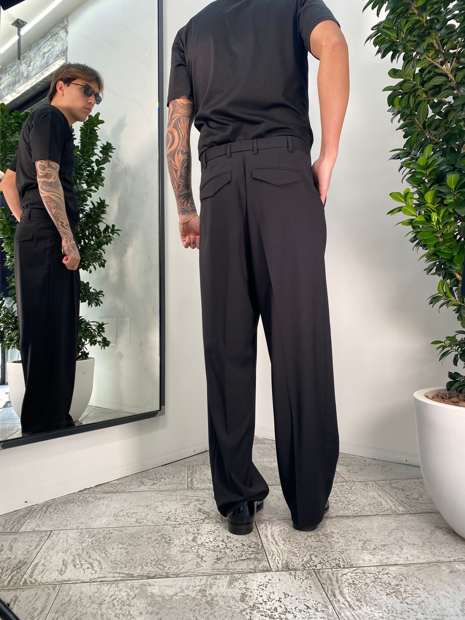 PANTALONE DA COORDINATO FONDO AMPIO CON DOPPIA PINCE - RELAXED FIT PA3261.NER