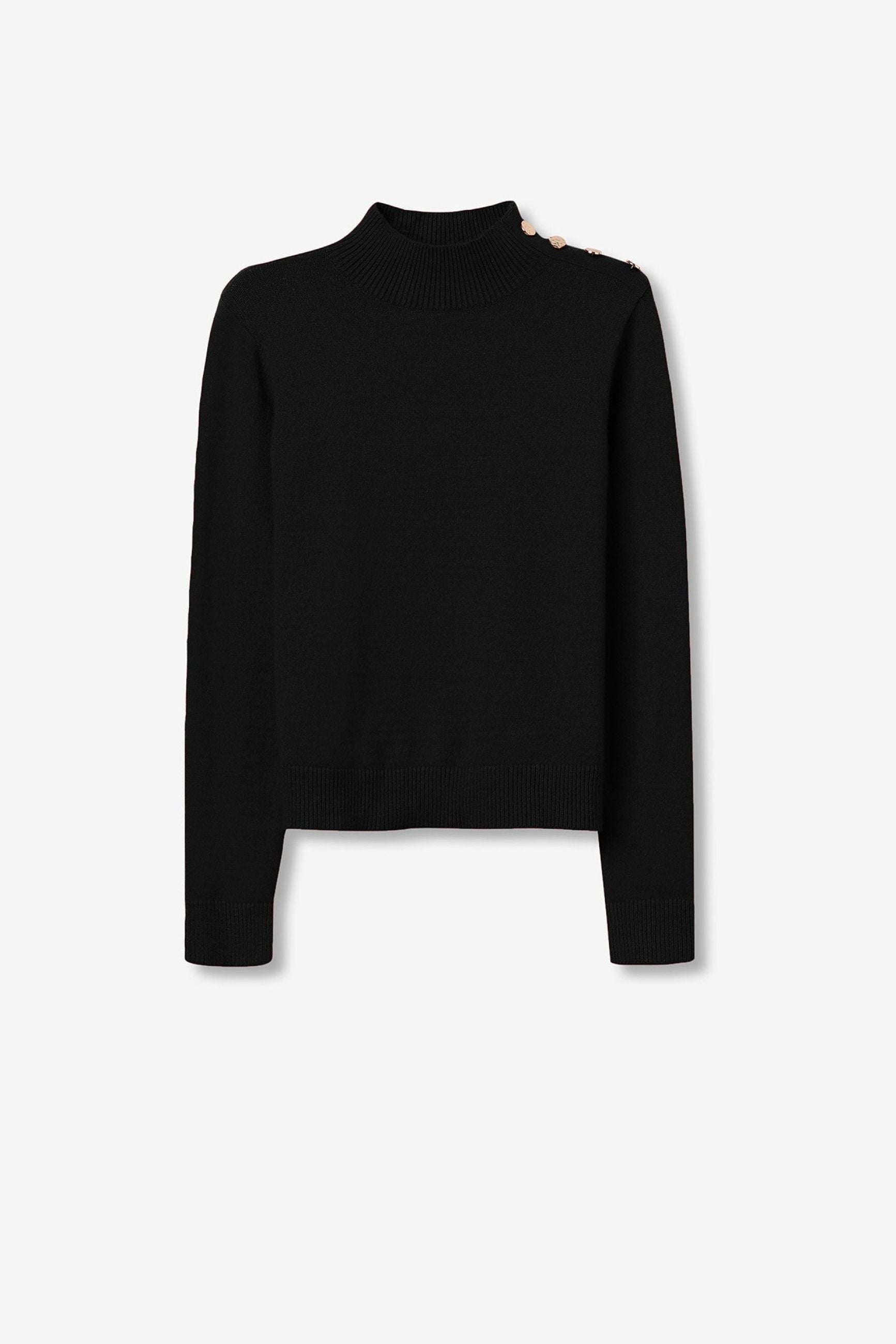 MAGLIONE BAUHAUS LUPETTO CON BOTTONI METALLICI SULLE SPALLE - SLIM FIT 10061611.NER