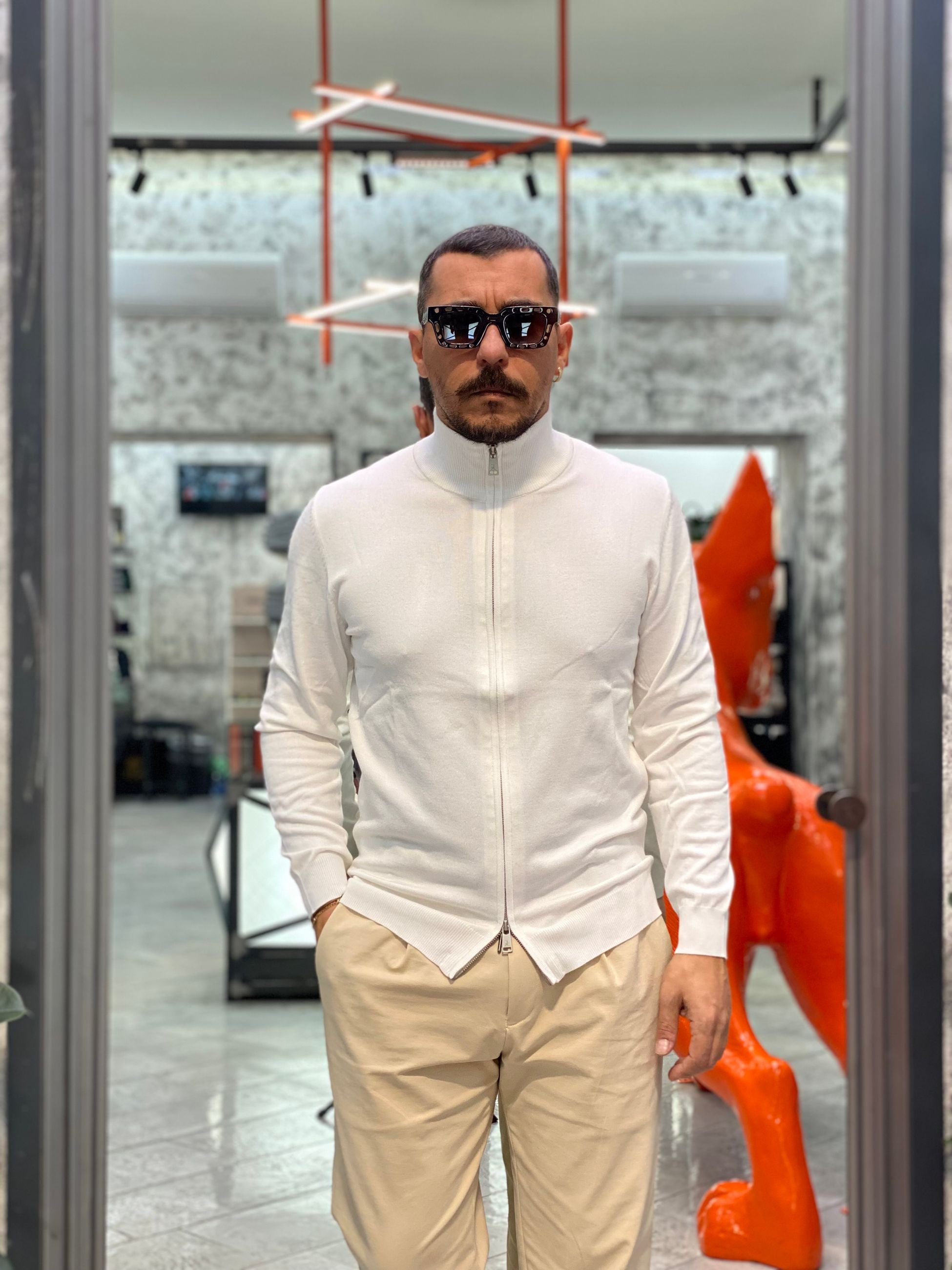 MAGLIA ZIP APERTA IN MORBIDA VISCOSA - REGULAR FIT GL35138GZ-F25.PAN