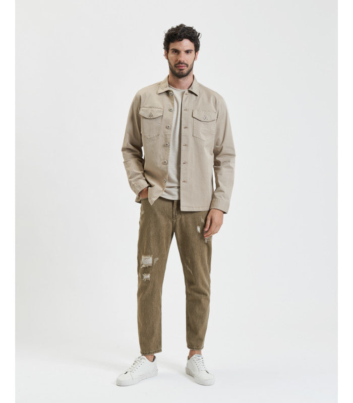T-SHIRT BASIC IN MISTO LINO/VISCOSA - REGULAR FIT GL2276F.BEI