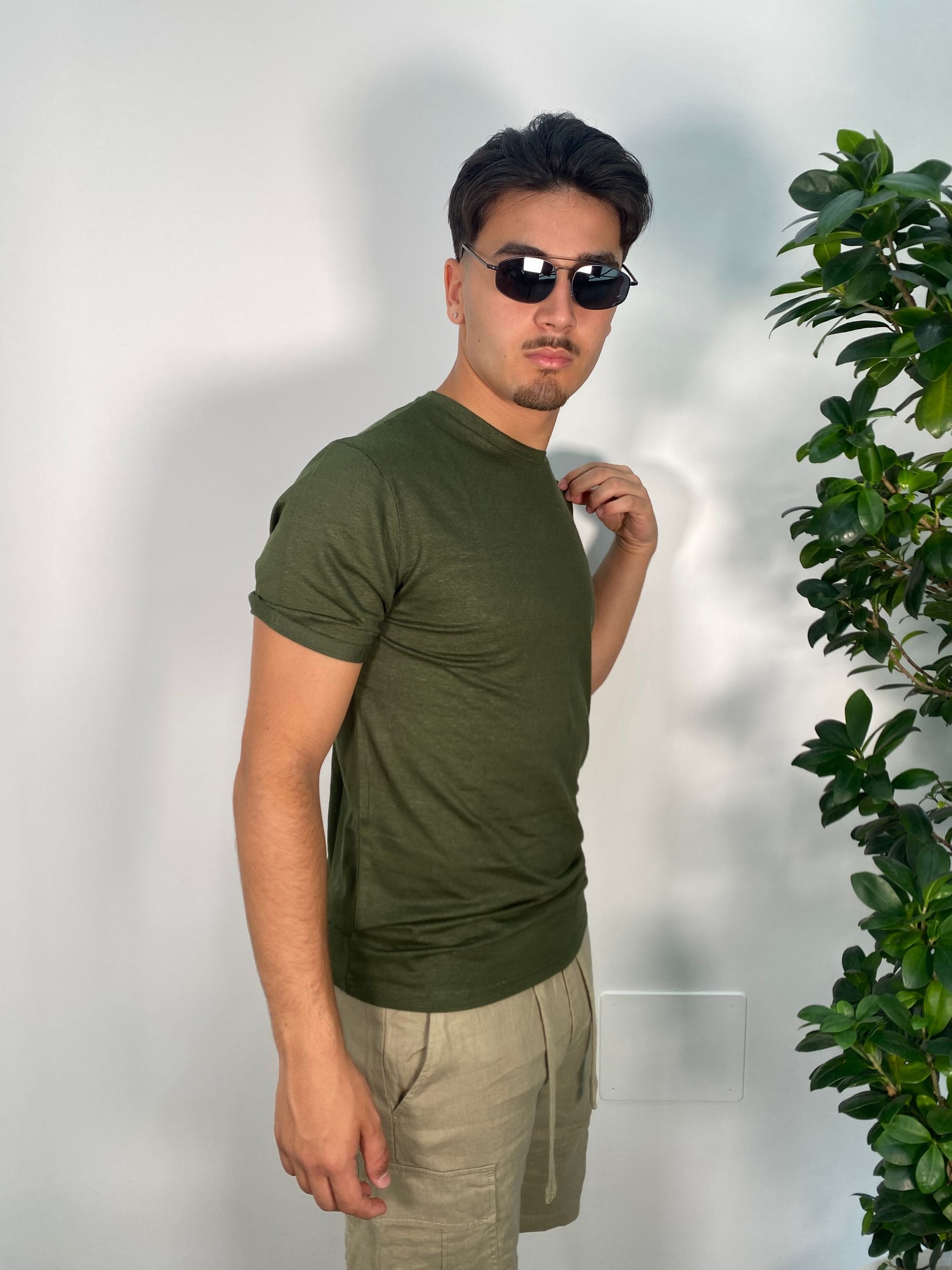 T-SHIRT BASIC IN MISTO LINO/VISCOSA - REGULAR FIT GL2276F.VMIL