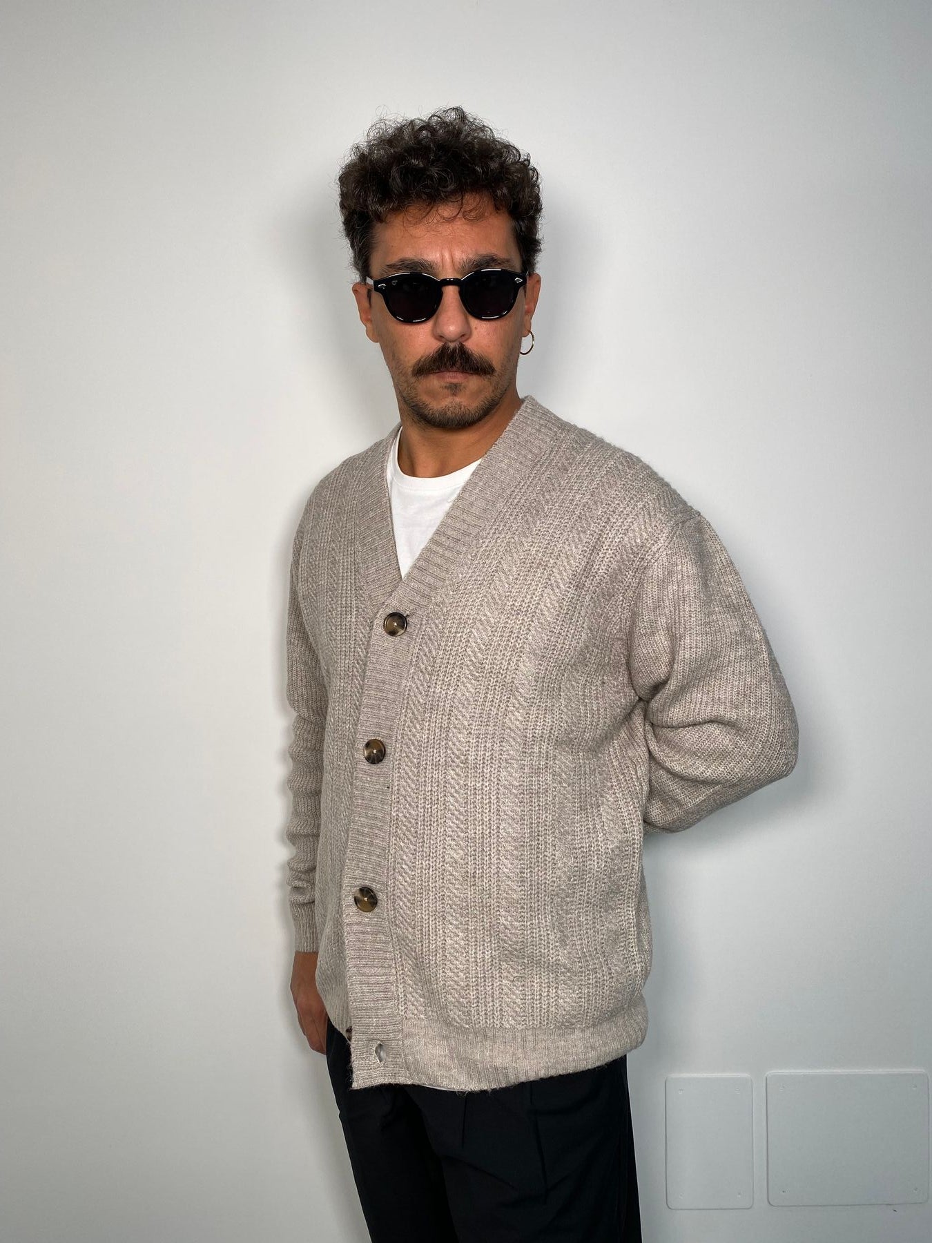 CARDIGAN IN MICRO TRAMA - REGULAR FIT