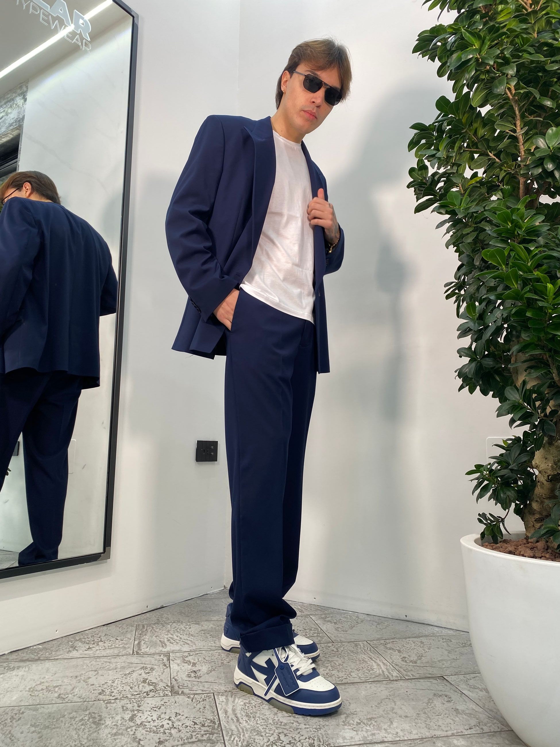 PANTALONE DA ABITO CON RISVOLTO E FONDO SEMI AMPIO - REGULAR FIT PA3260.BLU