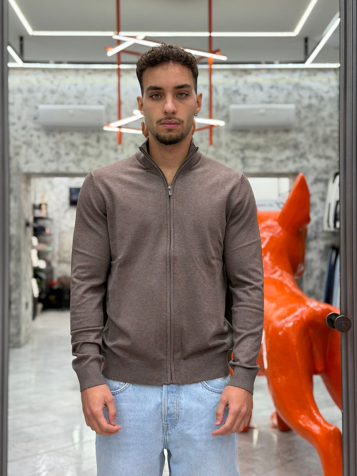 MAGLIA APERTA CON ZIP IN MISTO LANA/VISCOSA - SLIM FIT MK20016.TOR