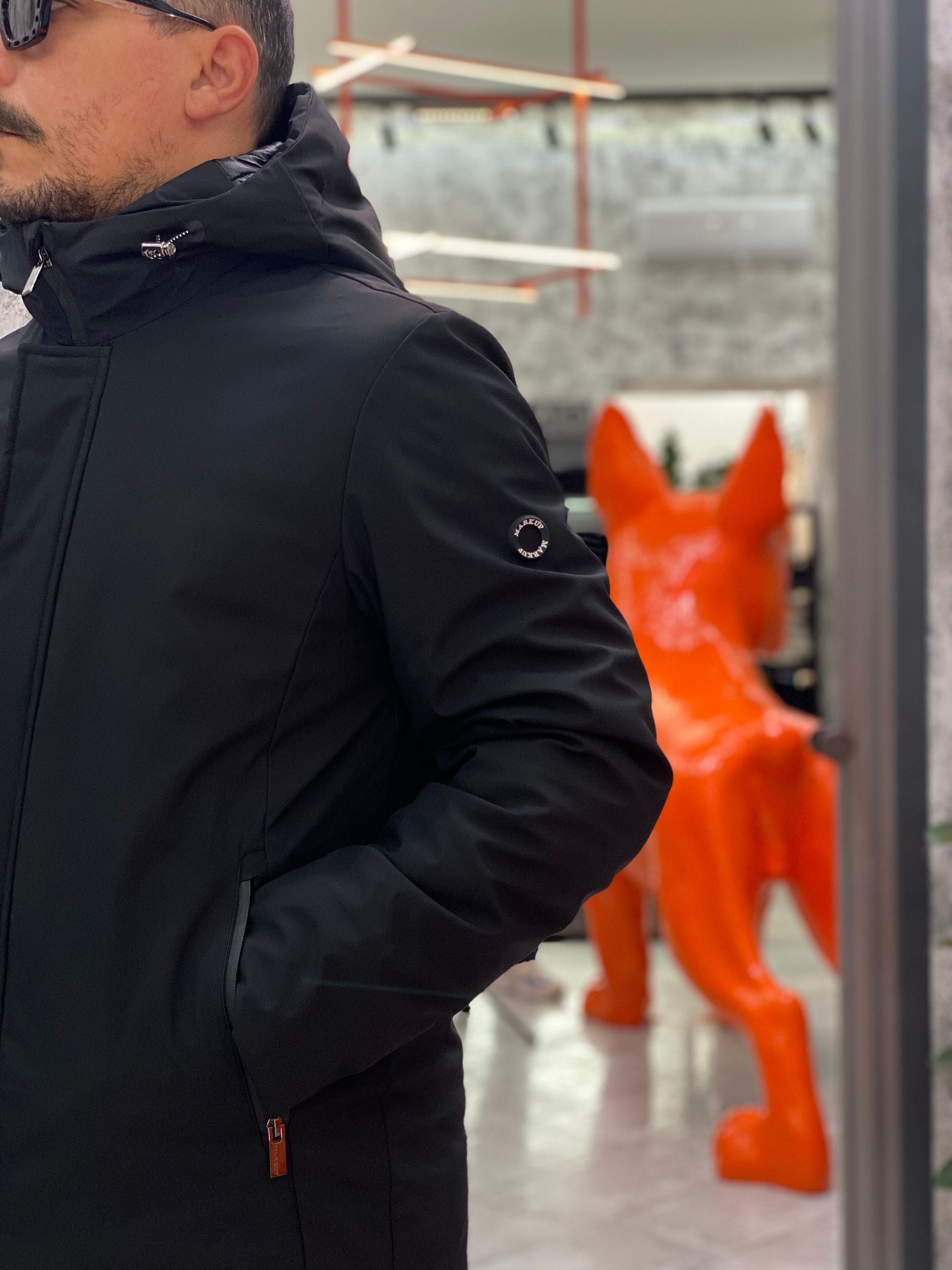 PARKA LUNGO CON CAPPUCCIO IN TESSUTO TECNICO WATERPROOF & WINDPROOF - REGULAR FIT MK24007-F25.NER