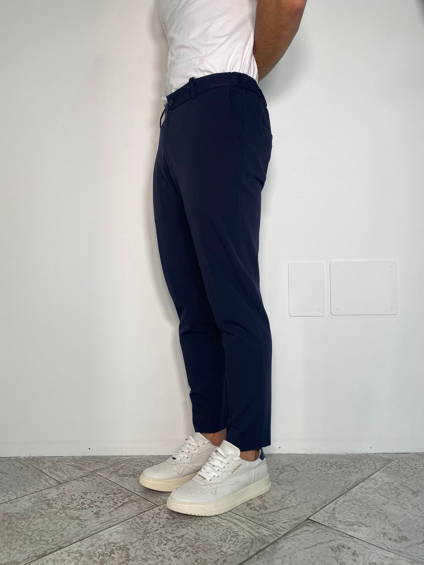 PANTALONE DA COMPLETO "NO STIRO" IN TESSUTO TECNICO ELASTICIZZATO CON COULISSE IN VITA - REGULAR FIT