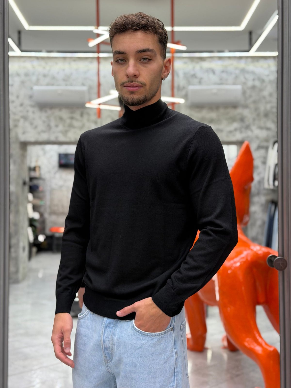 MAGLIA LUPETTO IN 100% LANA MERINO EXTRAFINE - REGULAR FIT MI3483SS.NER