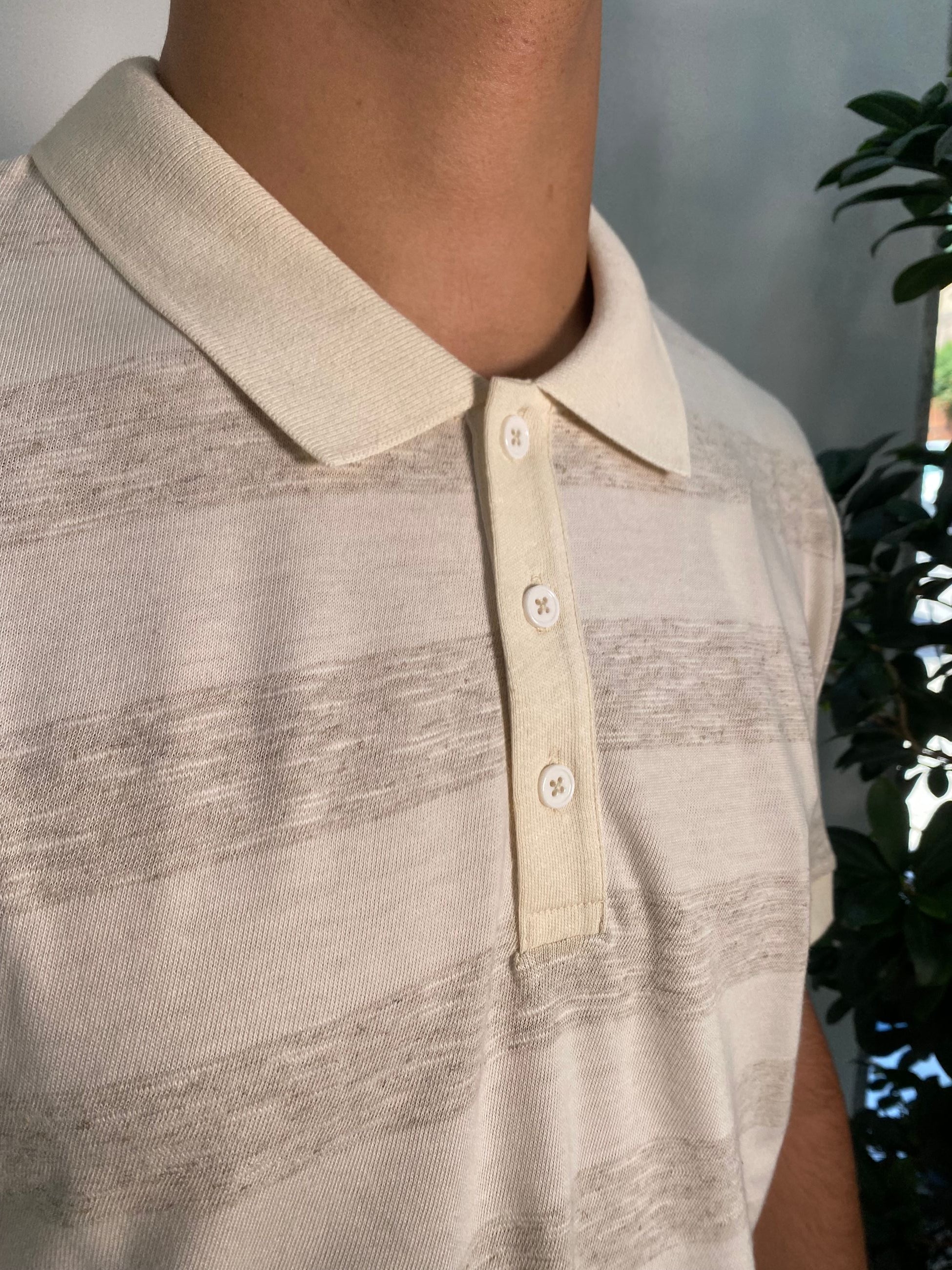 POLO IN MISTO COTONE/LINO A RIGHE LARGHE ORIZZONTALI - REGULAR FIT PE2927SS.BIGE