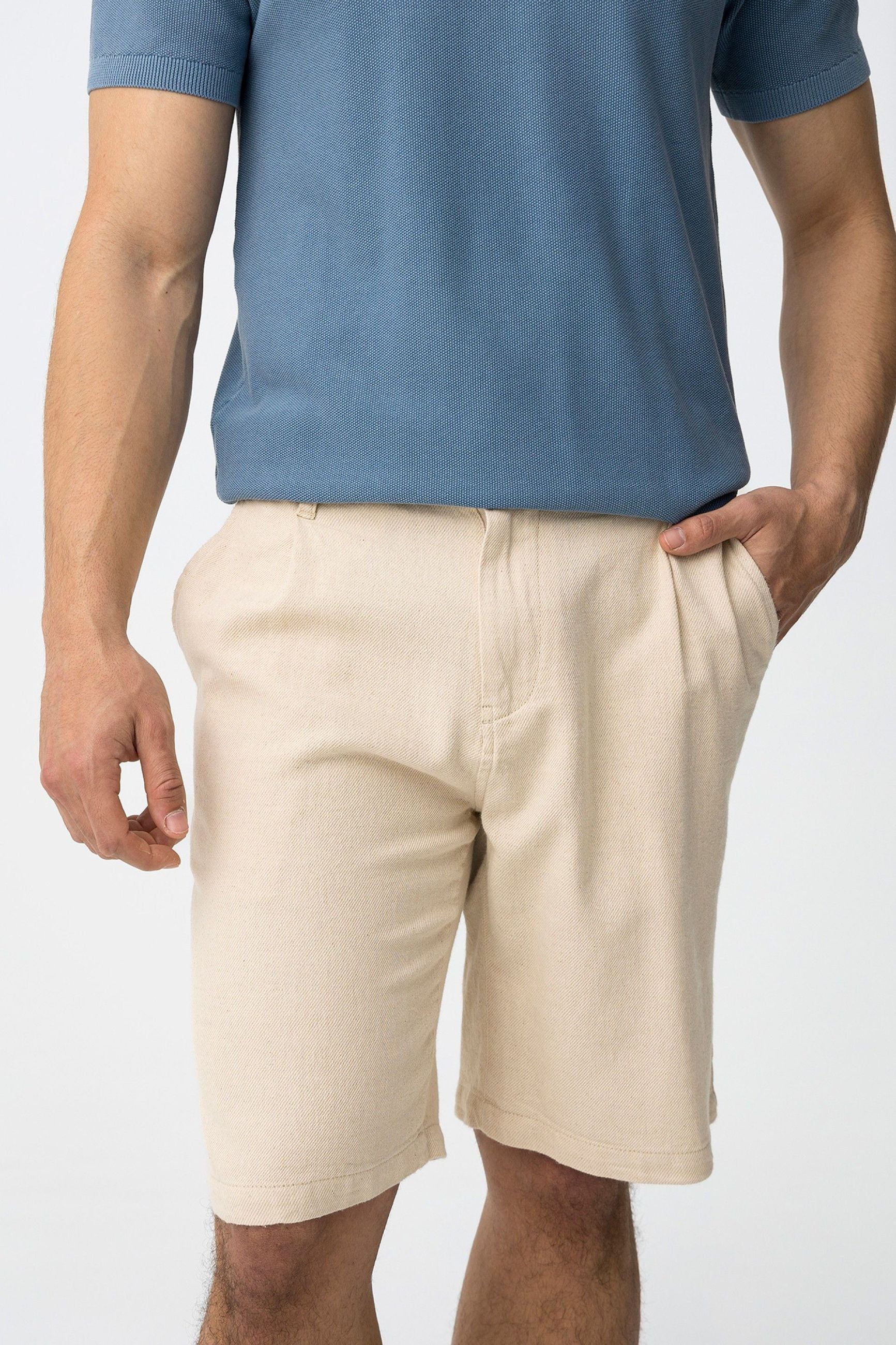 BERMUDA HUDSON IN MISTO LINO/COTONE - REGULAR FIT 10064834.BEI