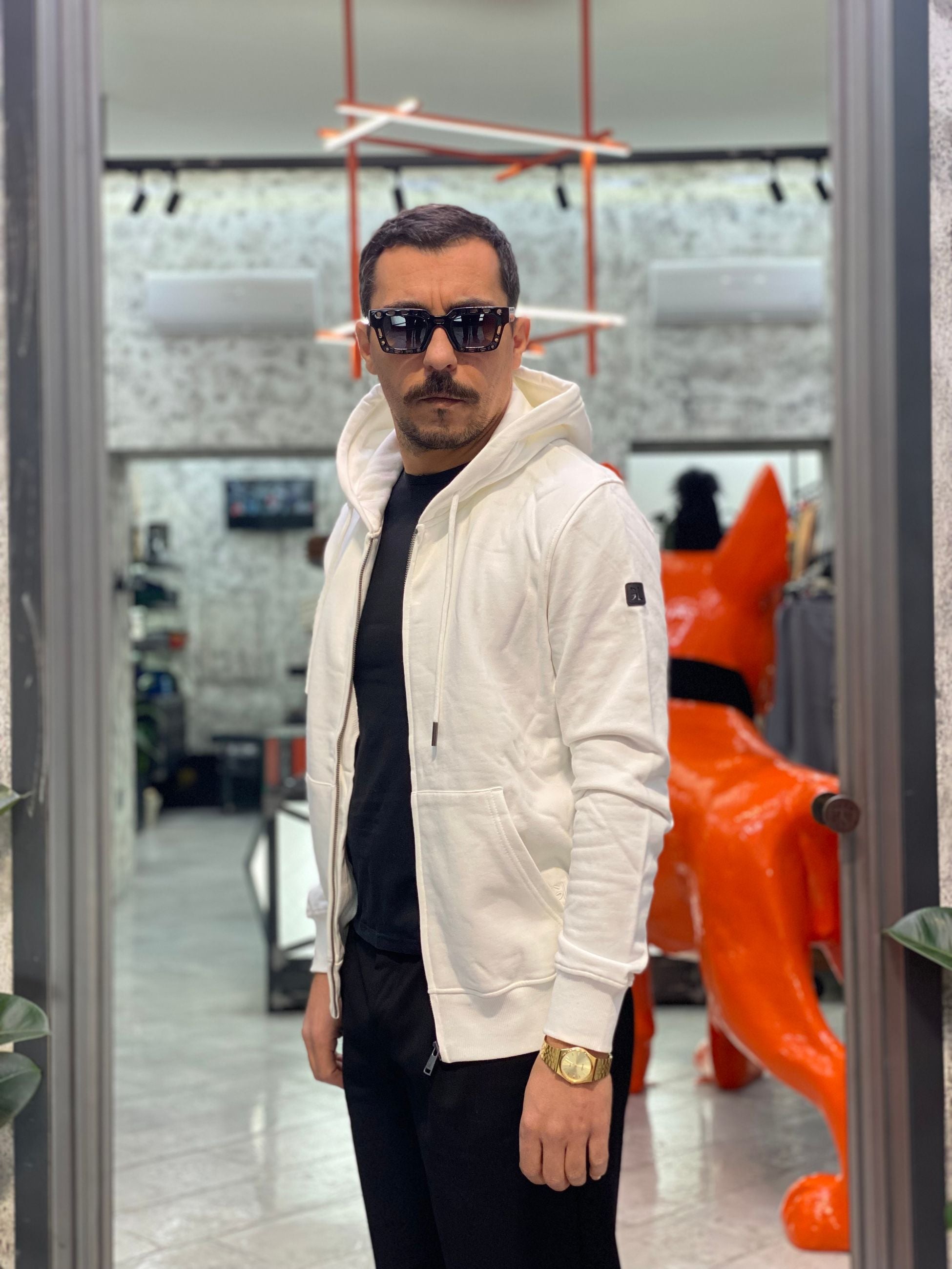 FELPA ZIP CON CAPPUCCIO BASIC - REGULAR FIT GL2243F-F25.BIA