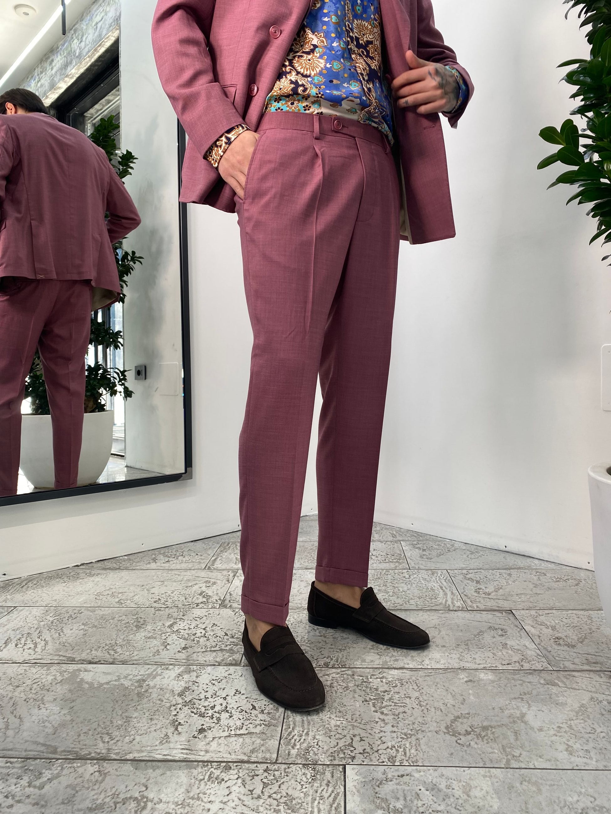 ABITO COMPLETO GIACCA DOPPIOPETTO E PANTALONE IN TESSUTO EFFETTO FIAMMATO - REGULR FIT ABE45SS.MARS