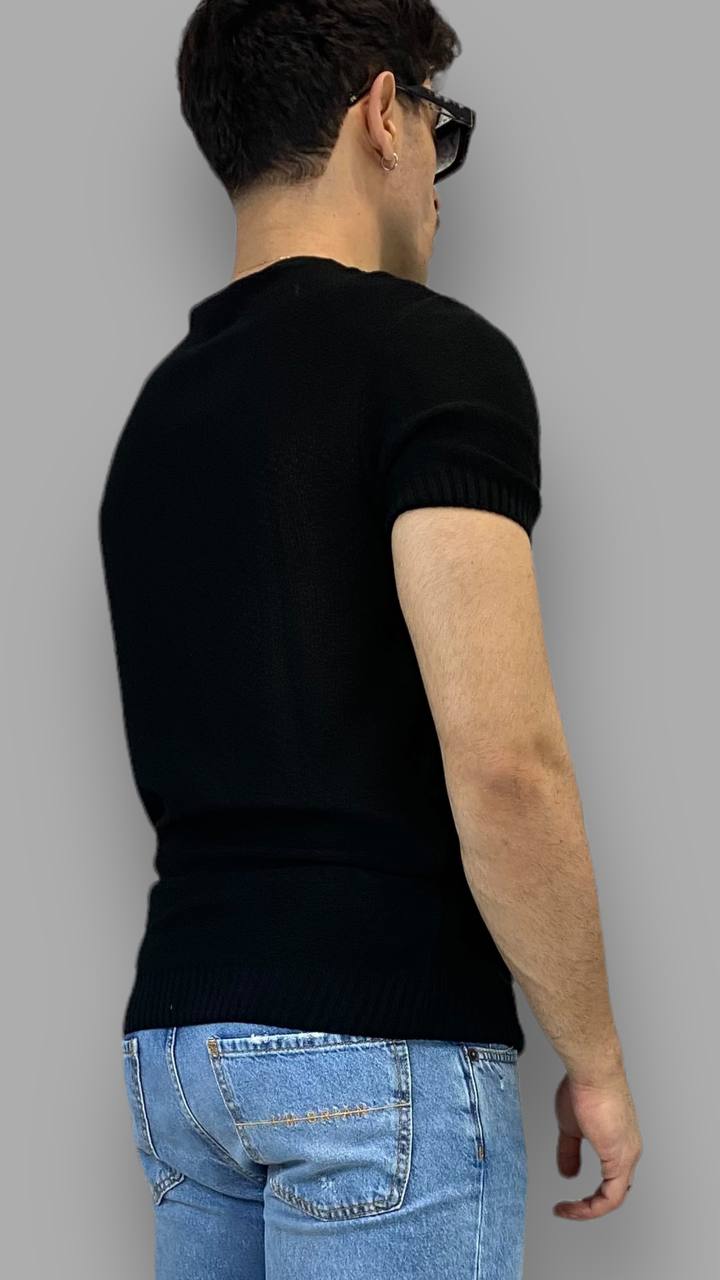 T-SHIRT IN FILO MODELLO SERAFINO CON RICAMO TRECCIA - REGULAR FIT